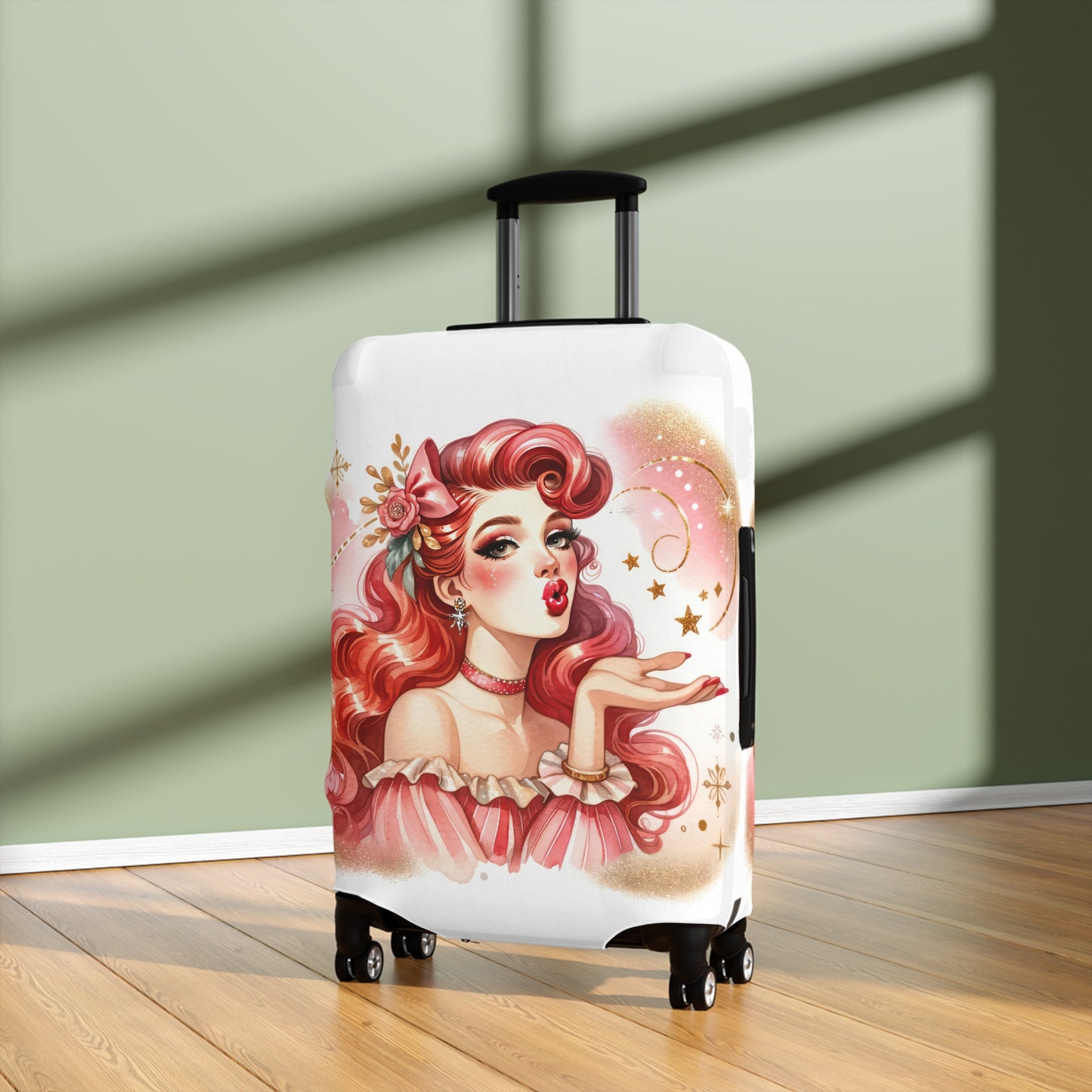 Luggage Cover, Coquette Girl Red Hair, awd-1470