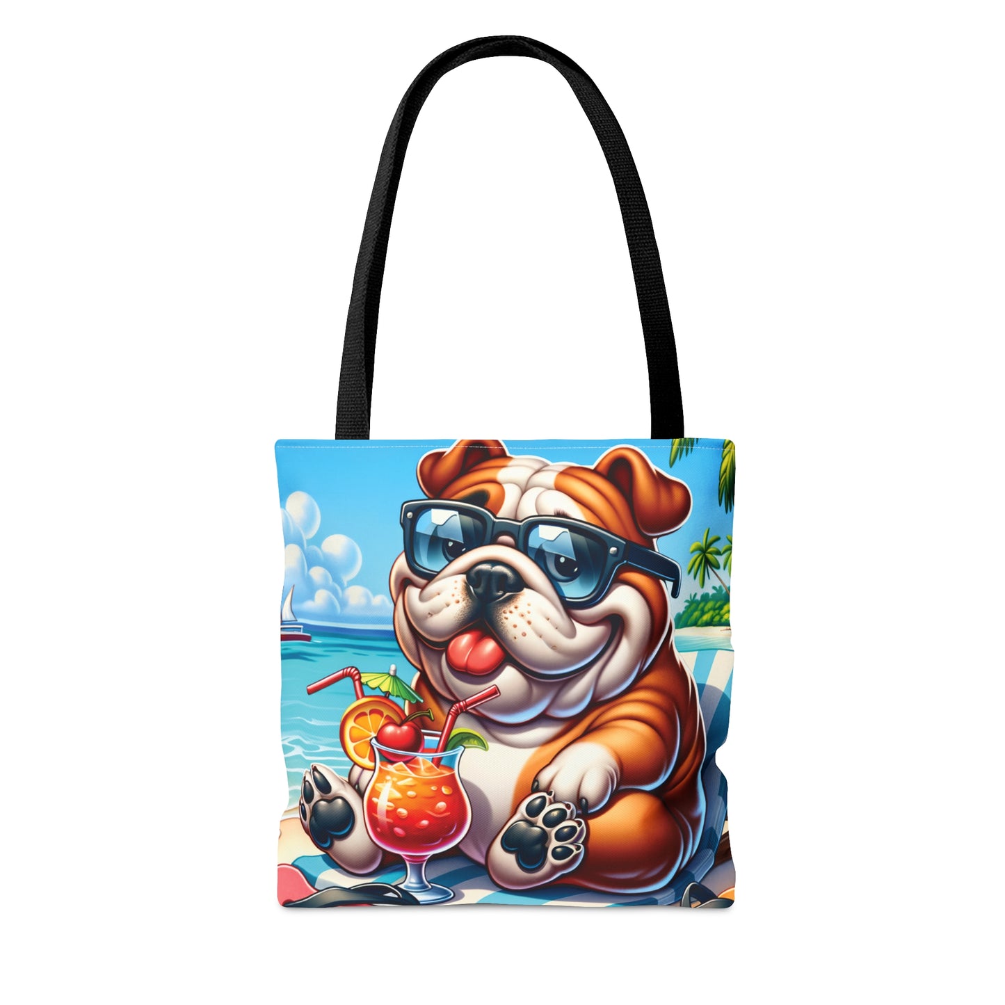 Tote Bag, Dog on Beach, English Bulldog, Tote bag, awd-1210