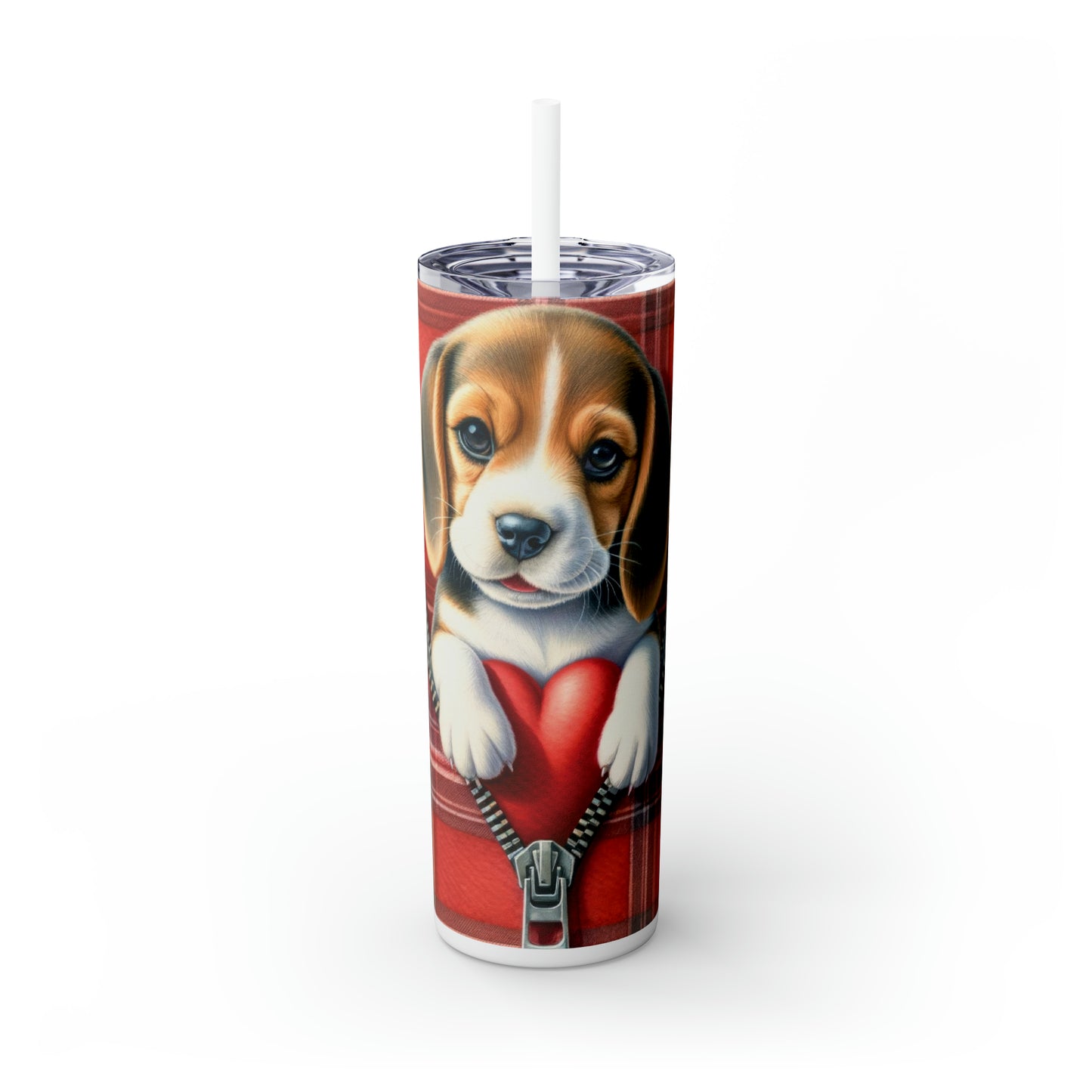 Skinny Tumbler with Straw, 20oz, Dog, Valentines Day, awd-835