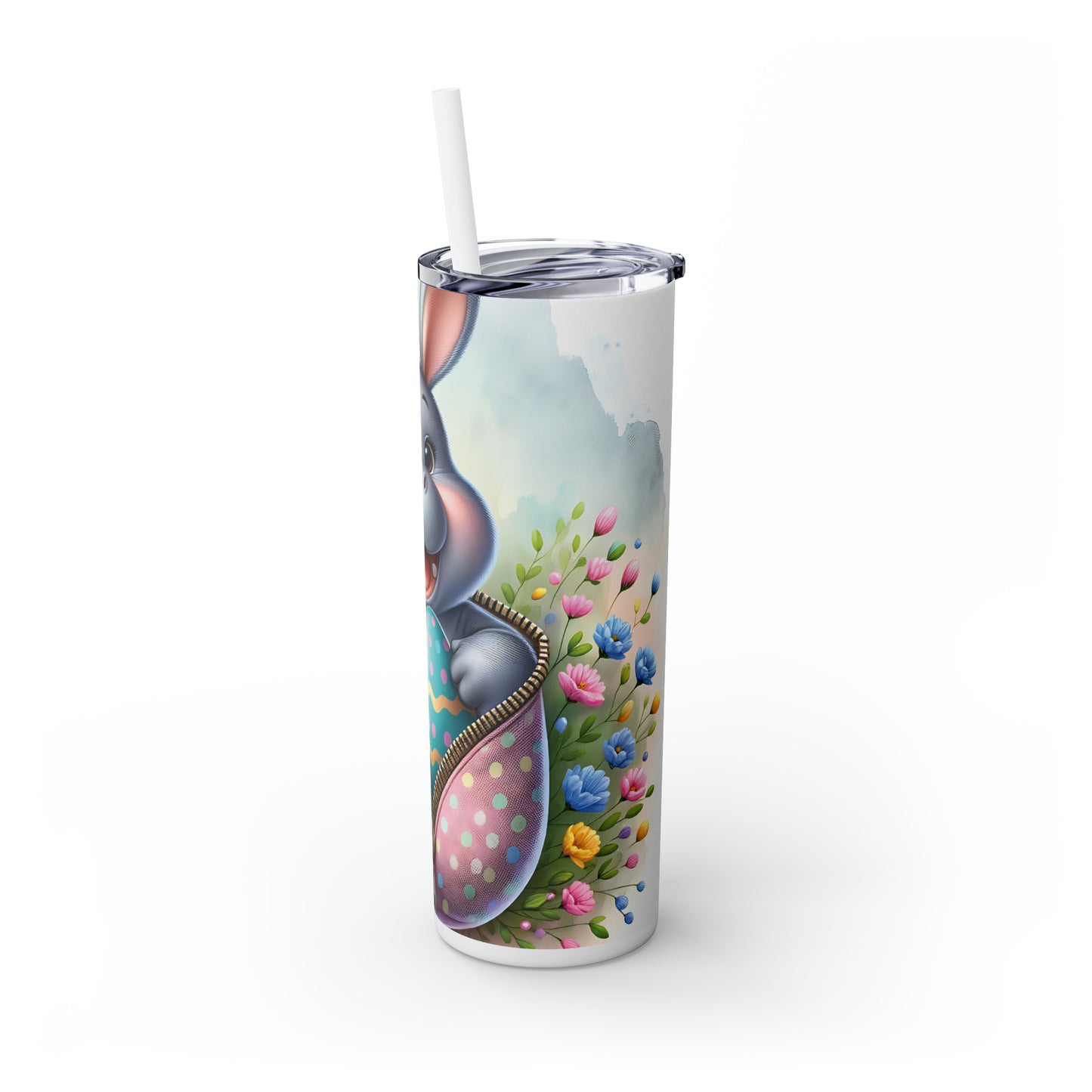 Skinny Tumbler with Straw, 20oz, Easter, Baby Hippo, awd-1267