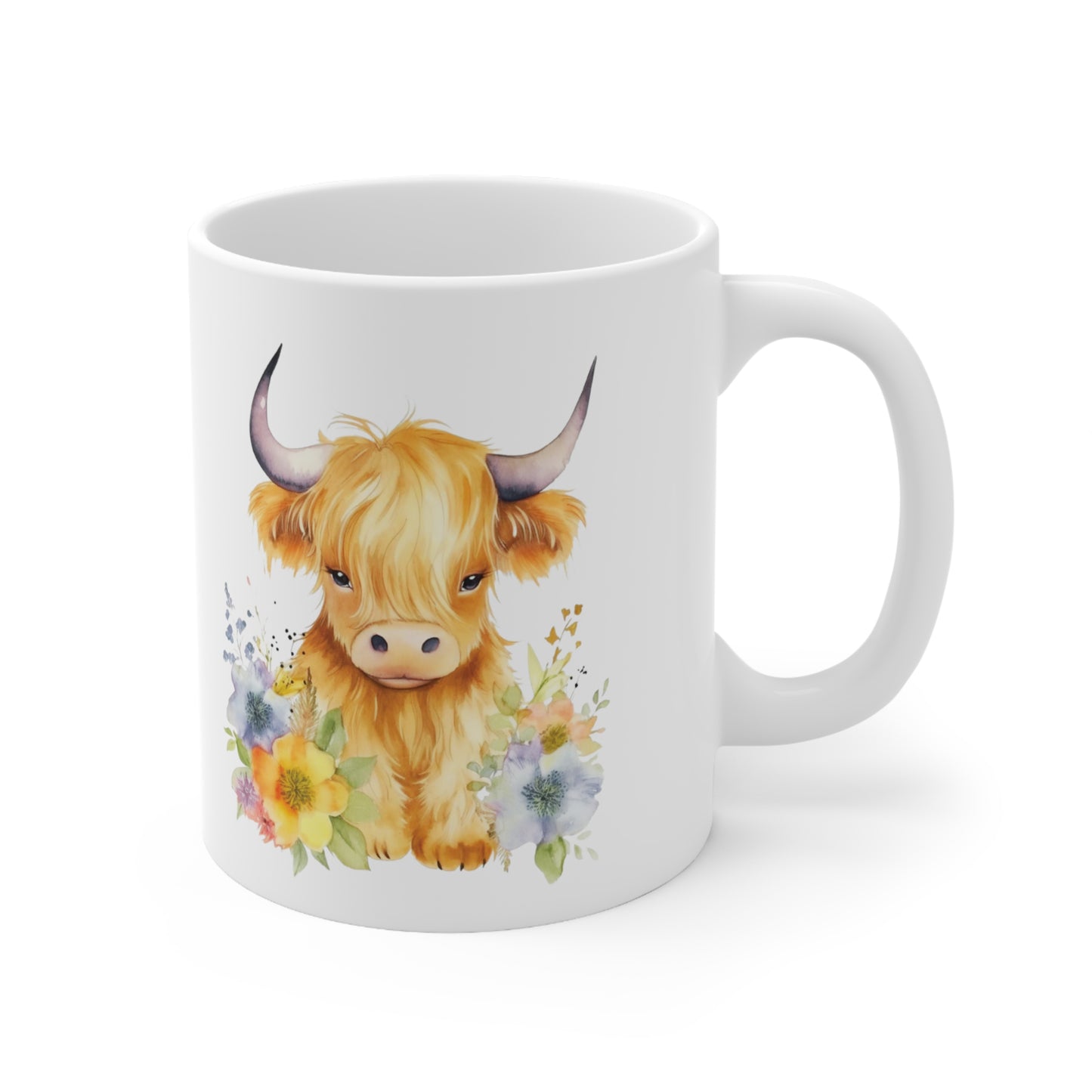 Personalised/Non Personalised Highland Cow, Ceramic Mug 11oz, Highland Cow Mug