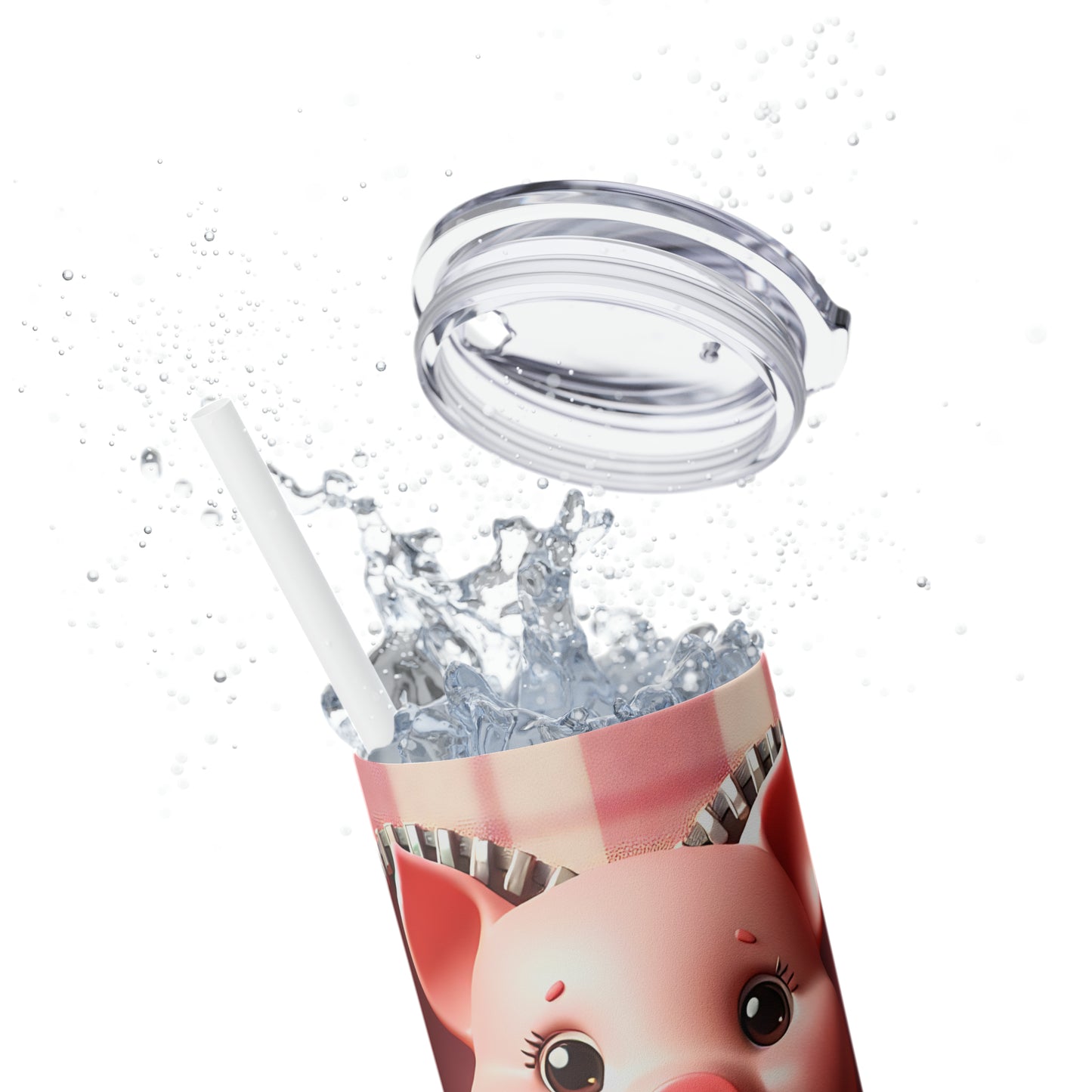 Skinny Tumbler with Straw, 20oz, Pig, Valentines Day