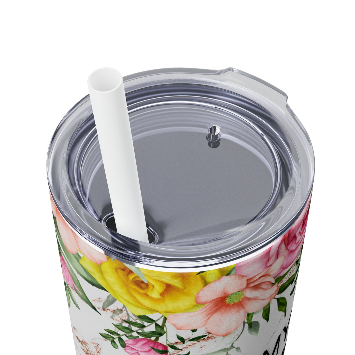 Skinny Tumbler with Straw, 20oz, Floral, Quote, My Favorite People call me Granny, awd-724