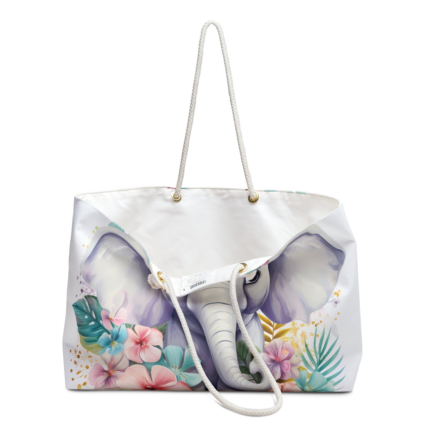 Personalised/Non-Personalised Weekender Bag, Elephant, Large Weekender Bag, Beach Bag, Book Bag