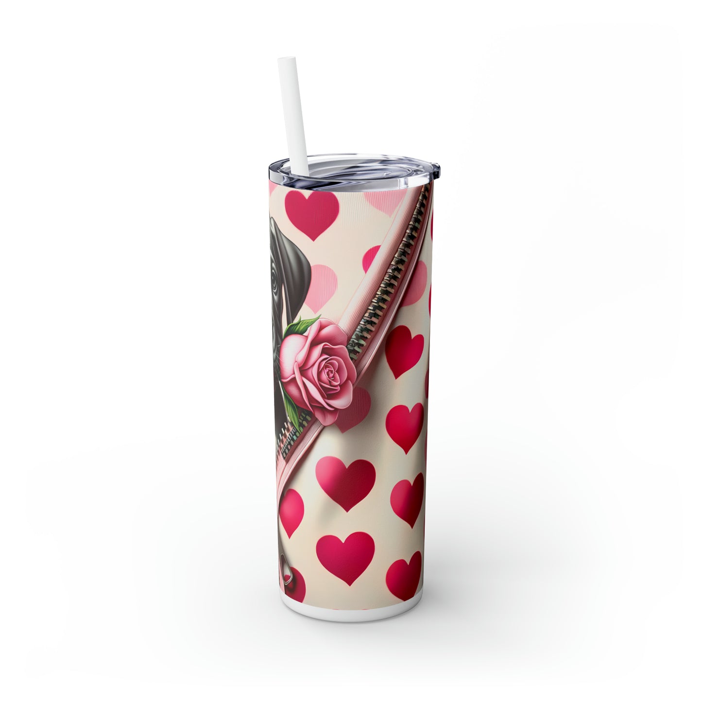 Skinny Tumbler with Straw, 20oz, Dog, Valentines Day, awd-908