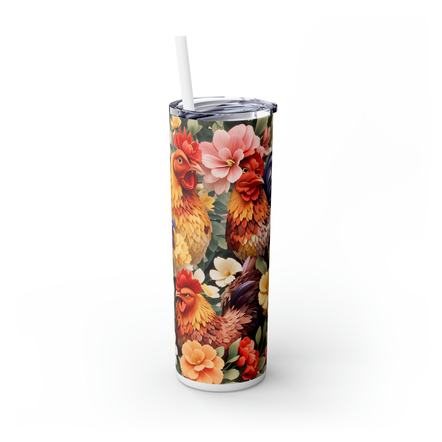 Skinny Tumbler with Straw, 20oz, Rooster