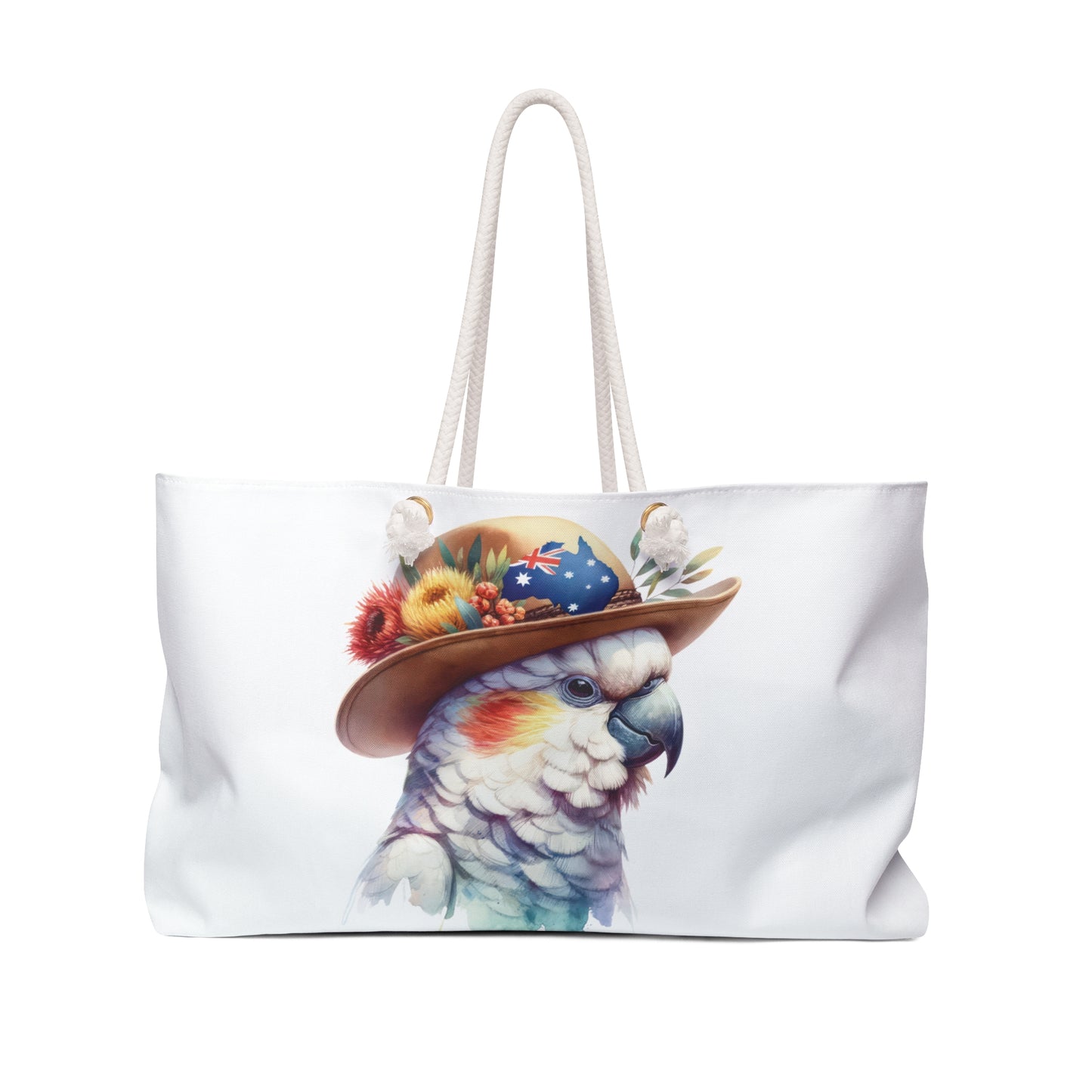 Personalised/Non-Personalised Weekender Bag, Australian Animals, Cockatoo, Large Weekender Bag, Beach Bag, Book Bag