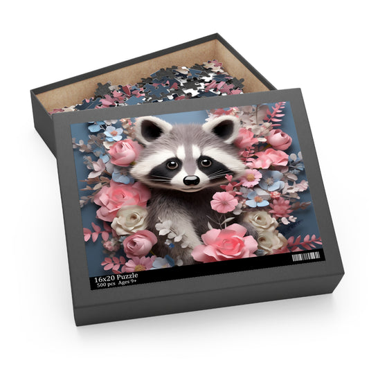 Personalised/Non-Personalised Puzzle, Racoon (120, 252, 500-Piece)