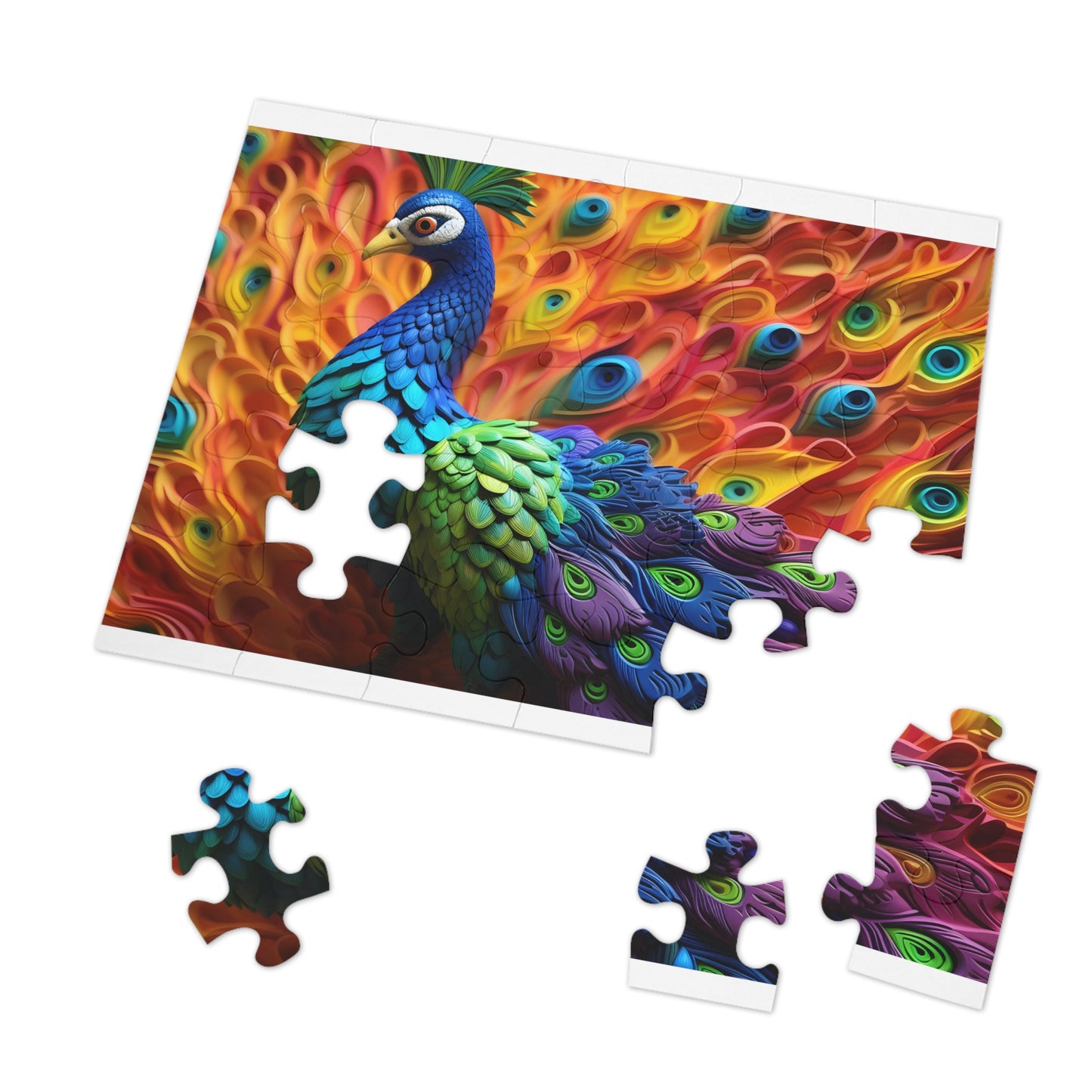 Puzzle, Peacock, Personalised/Non-Personalised (30, 110, 252, 500,1000-Piece) awd-575