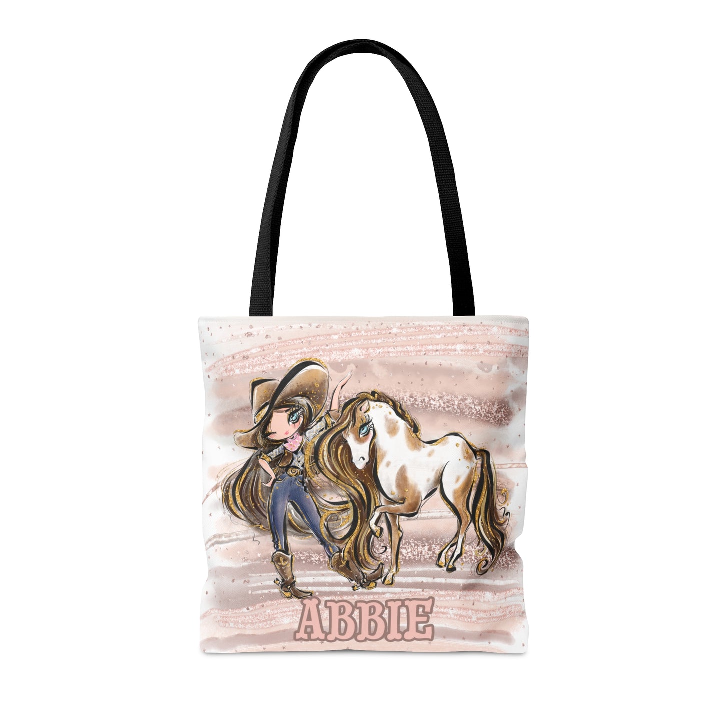 Personalised Tote Bag, Cowgirl & Horse, Brown Hair, Blue Eyes, Tote bag