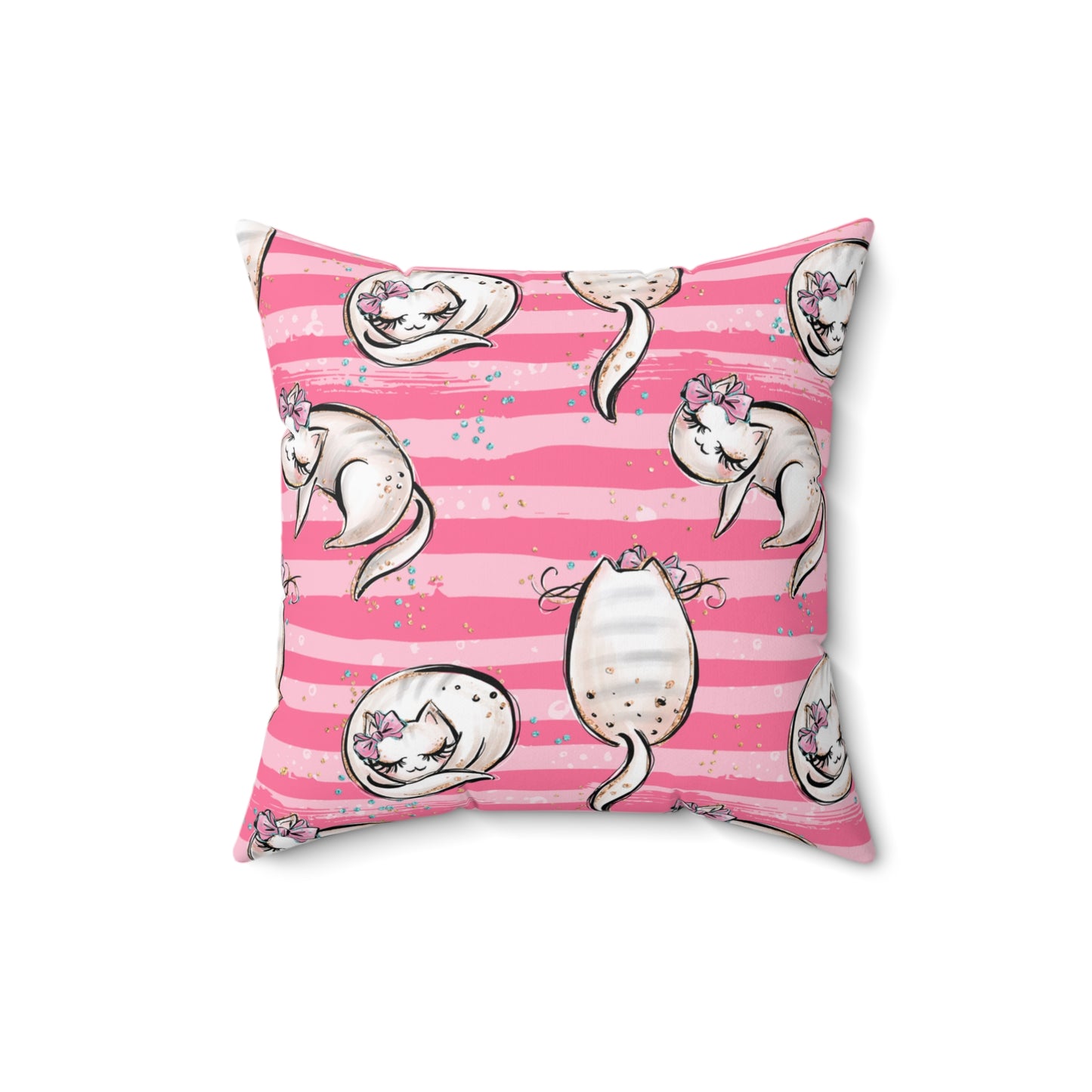 Spun Polyester Square Pillow, Cats Cushion