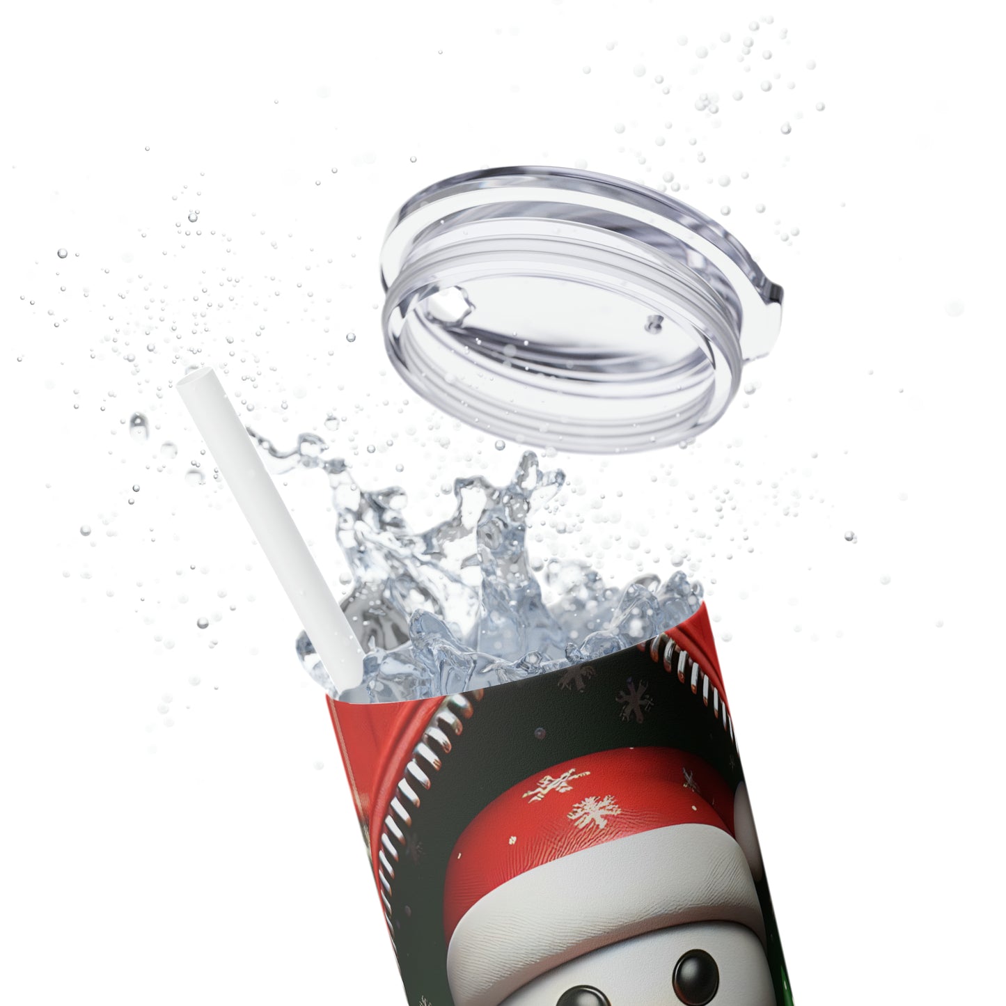 Skinny Tumbler with Straw, 20oz, Snowman