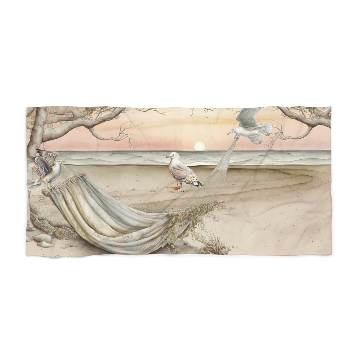 Beach Towel, Beach Scene, Polycotton Towel, 2 sizes Available