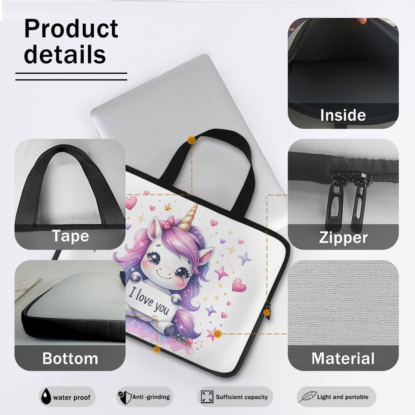 Laptop Sleeve with handles - Unicorn