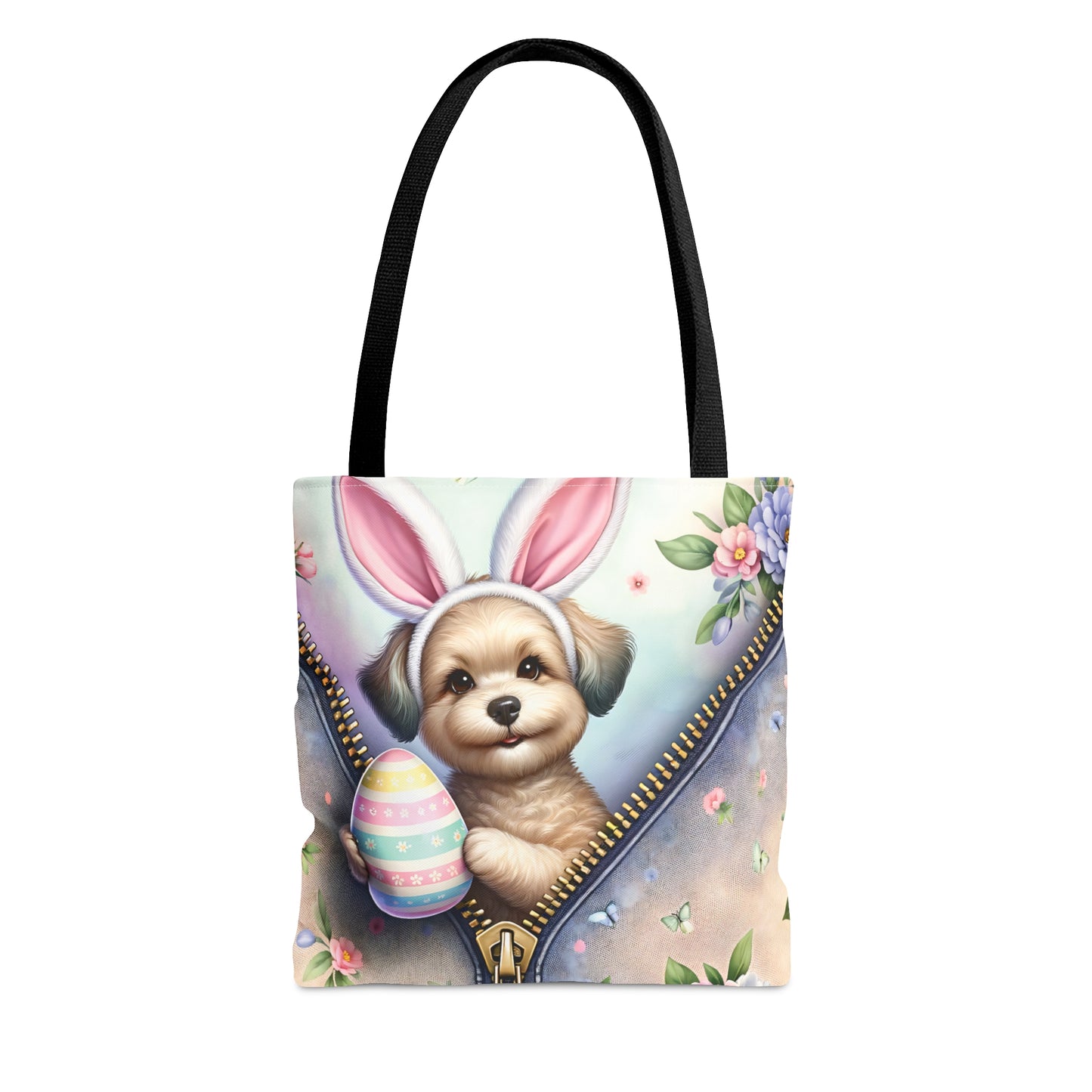 Tote Bag, Easter, Cute Dog with Bunny Ears, Personalised/Non-Personalised Tote bag