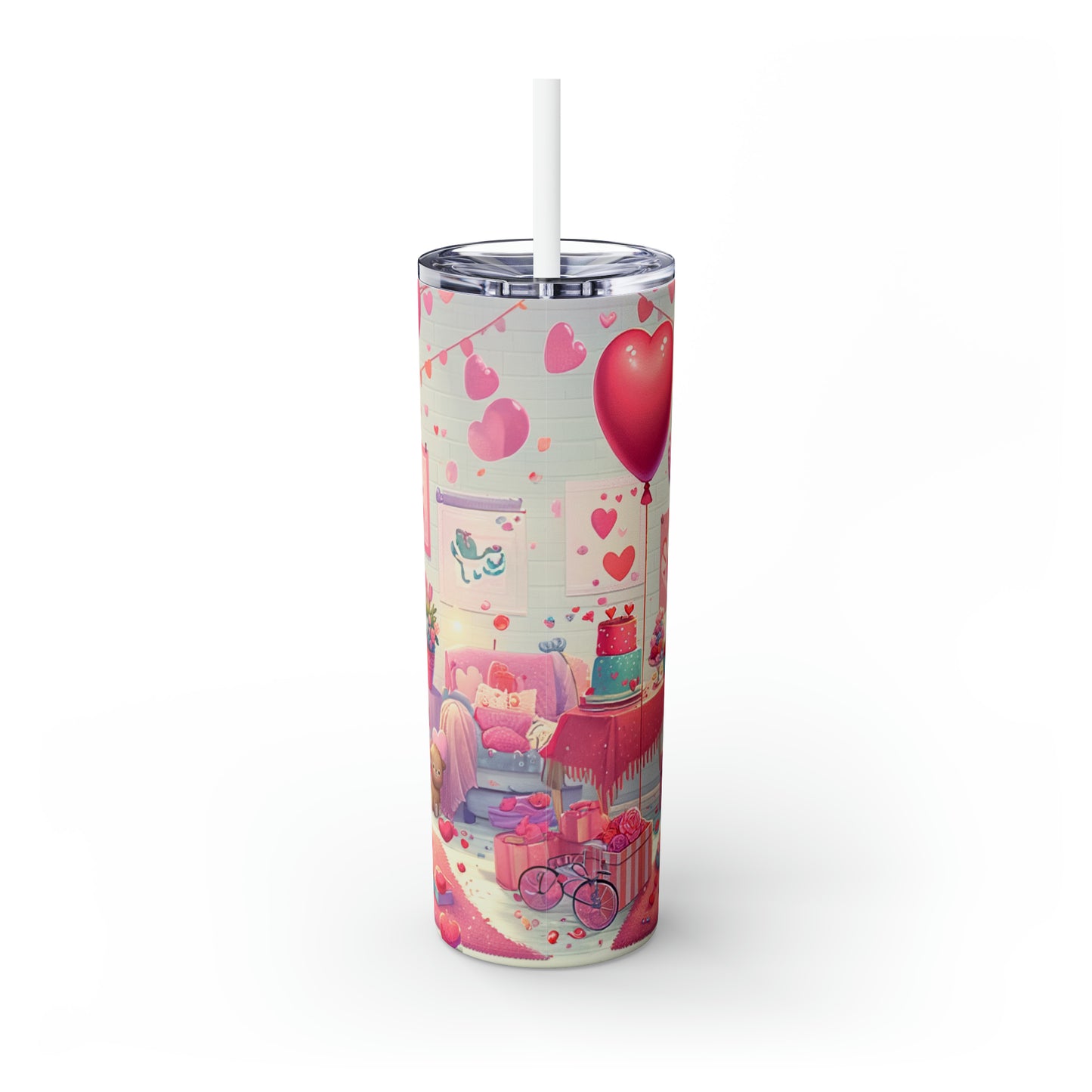 Skinny Tumbler with Straw, 20oz, Llama