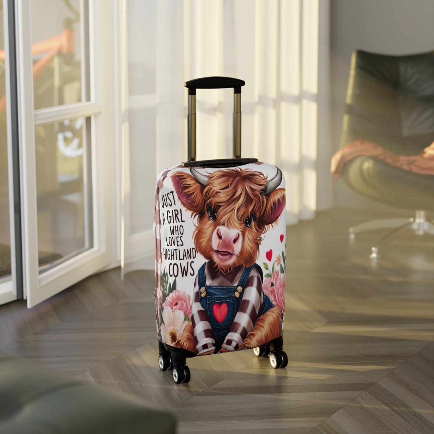 Luggage Cover, Just a Girl who Loves Highland Cows, awd-3087