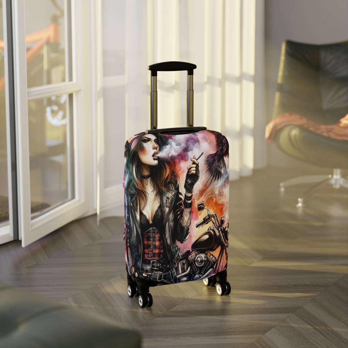 Luggage Cover, Girl Motorbike, awd-1736