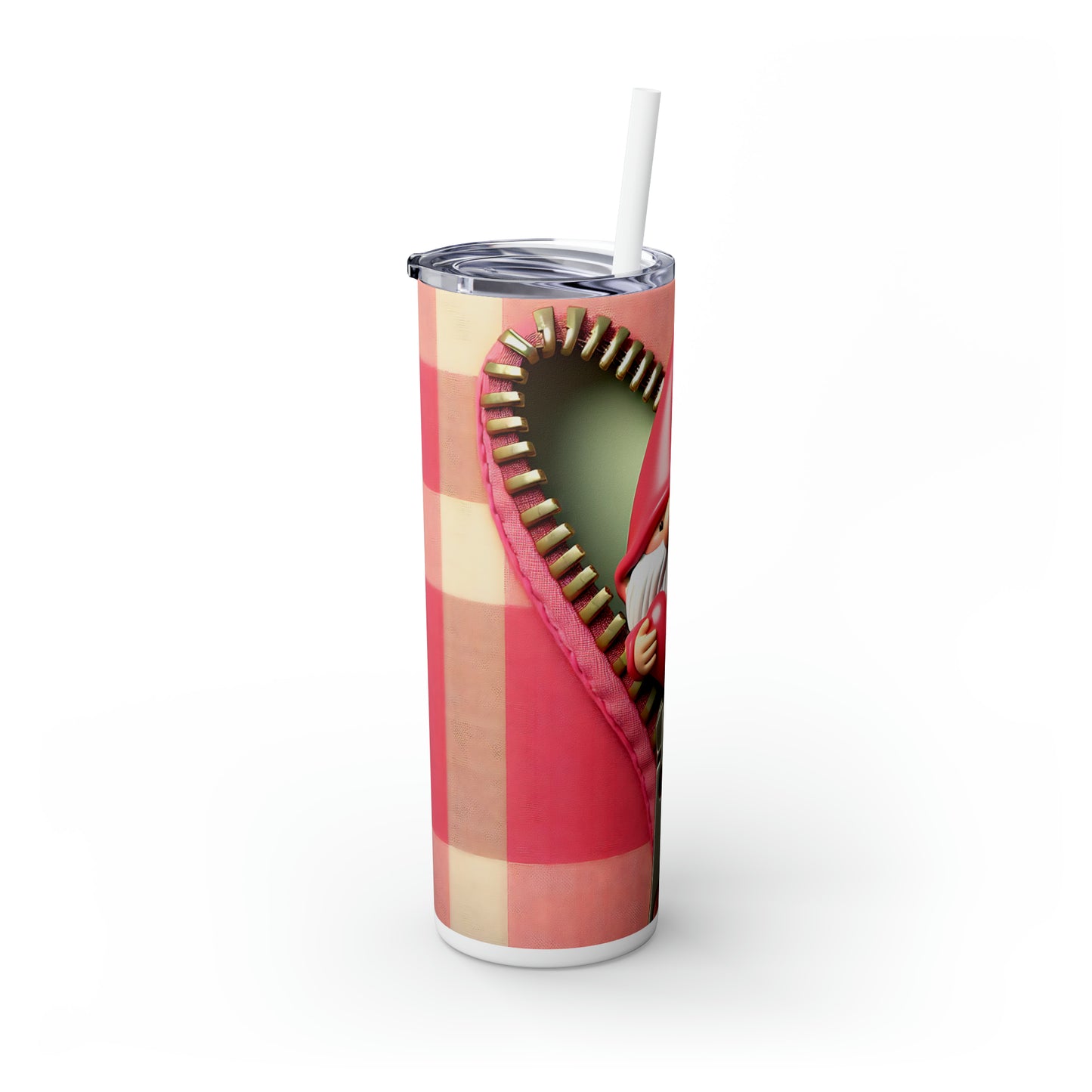 Skinny Tumbler with Straw, 20oz, Santa