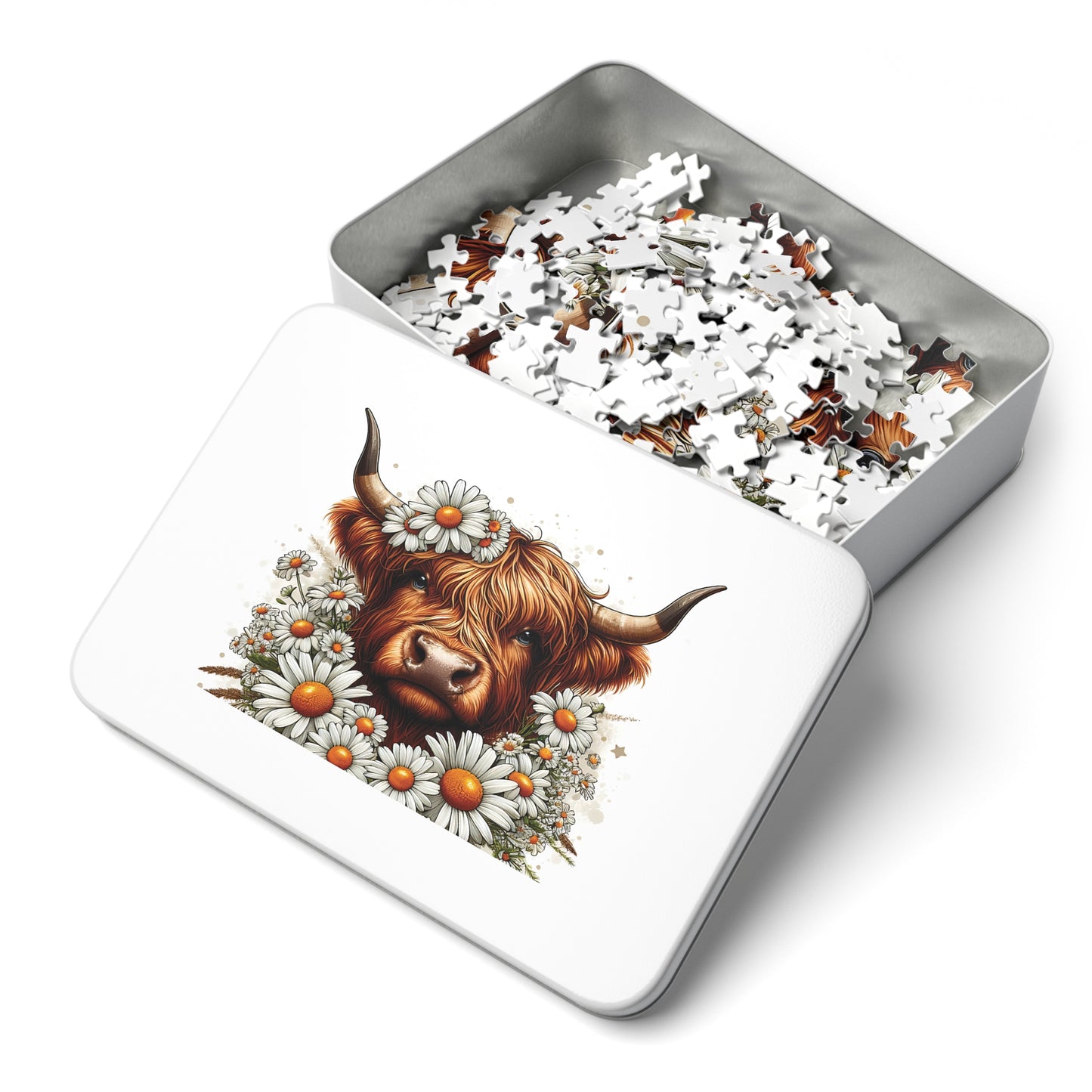 Jigsaw Puzzle, Highland Cow, Personalised/Non-Personalised (30, 110, 252, 500,1000-Piece)