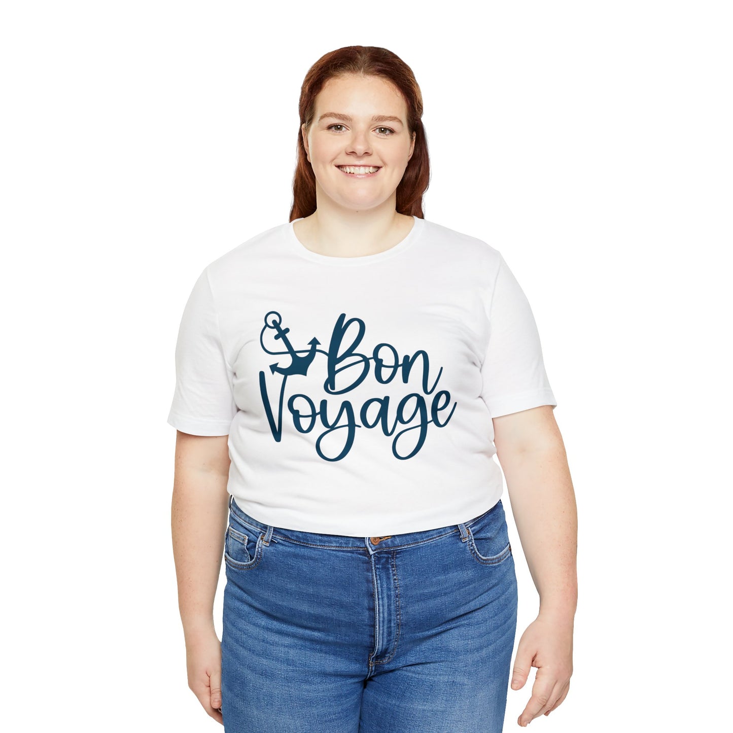 Unisex Adults Jersey Short Sleeve Tee, Cruise Tee, Bon Voyage, 100% Cotton, Light Fabric 142 g/m²