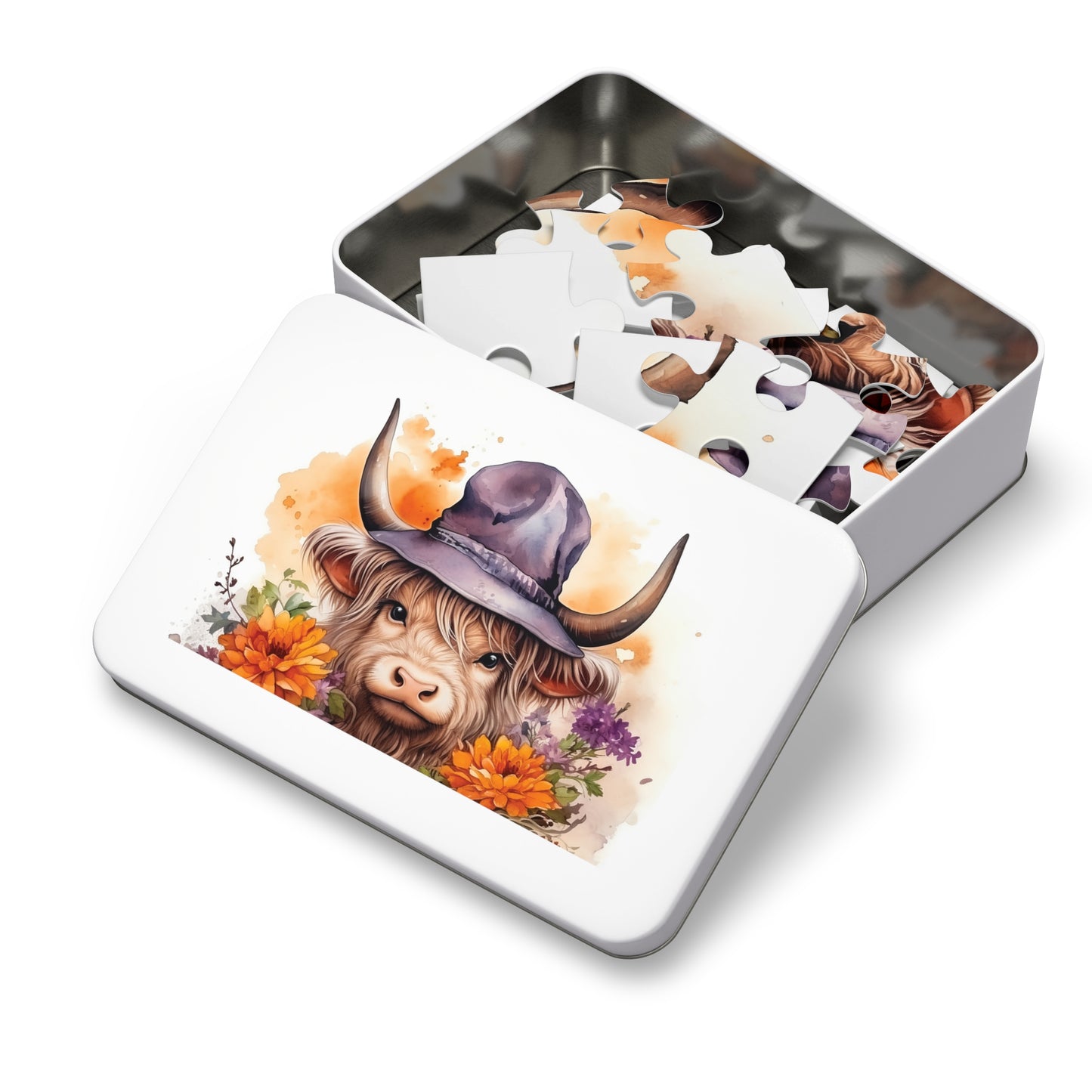 Jigsaw Puzzle, Highland Cow, Personalised/Non-Personalised (30, 110, 252, 500,1000-Piece)