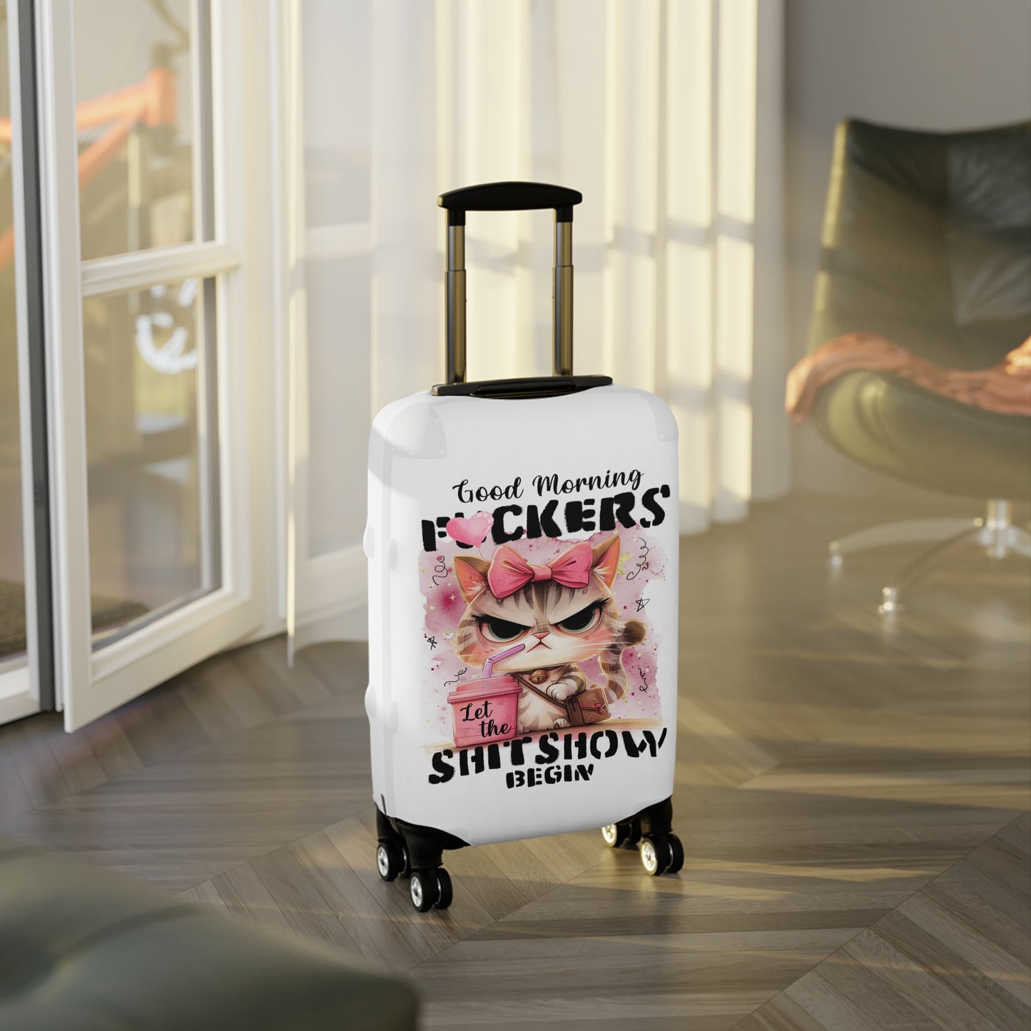 Luggage Cover, Cat, Funny Quote, awd-4013