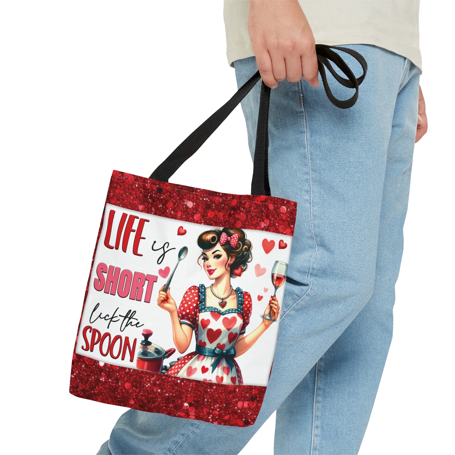 Tote Bag, Retro, Life is Short Lick the Spoon