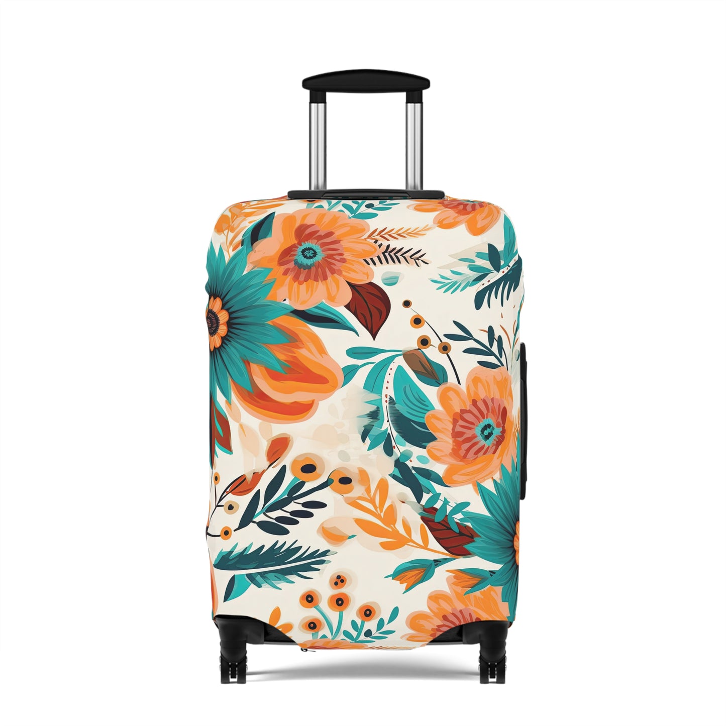 Luggage Cover, Boho Floral, Green and Orange