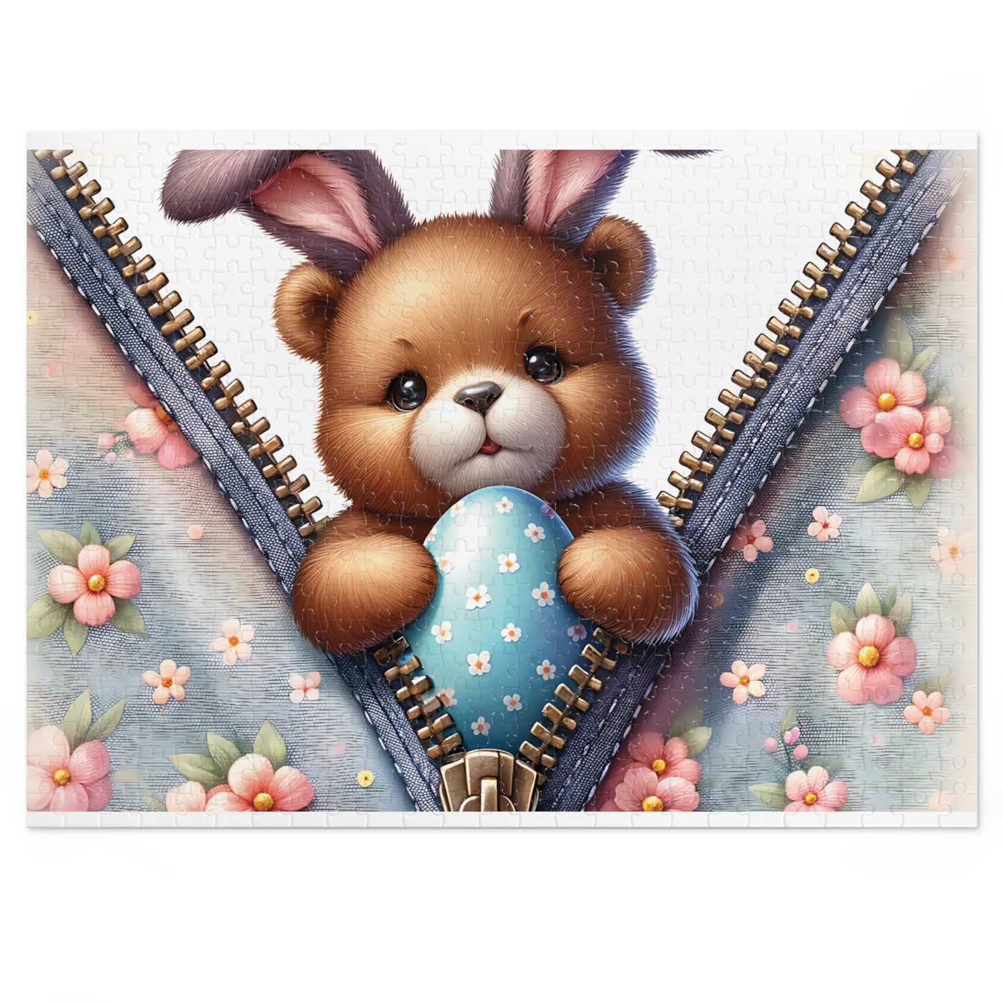 Jigsaw Puzzle, Easter, Bear with Bunny Ears, Personalised/Non-Personalised (30, 110, 252, 500,1000-Piece)