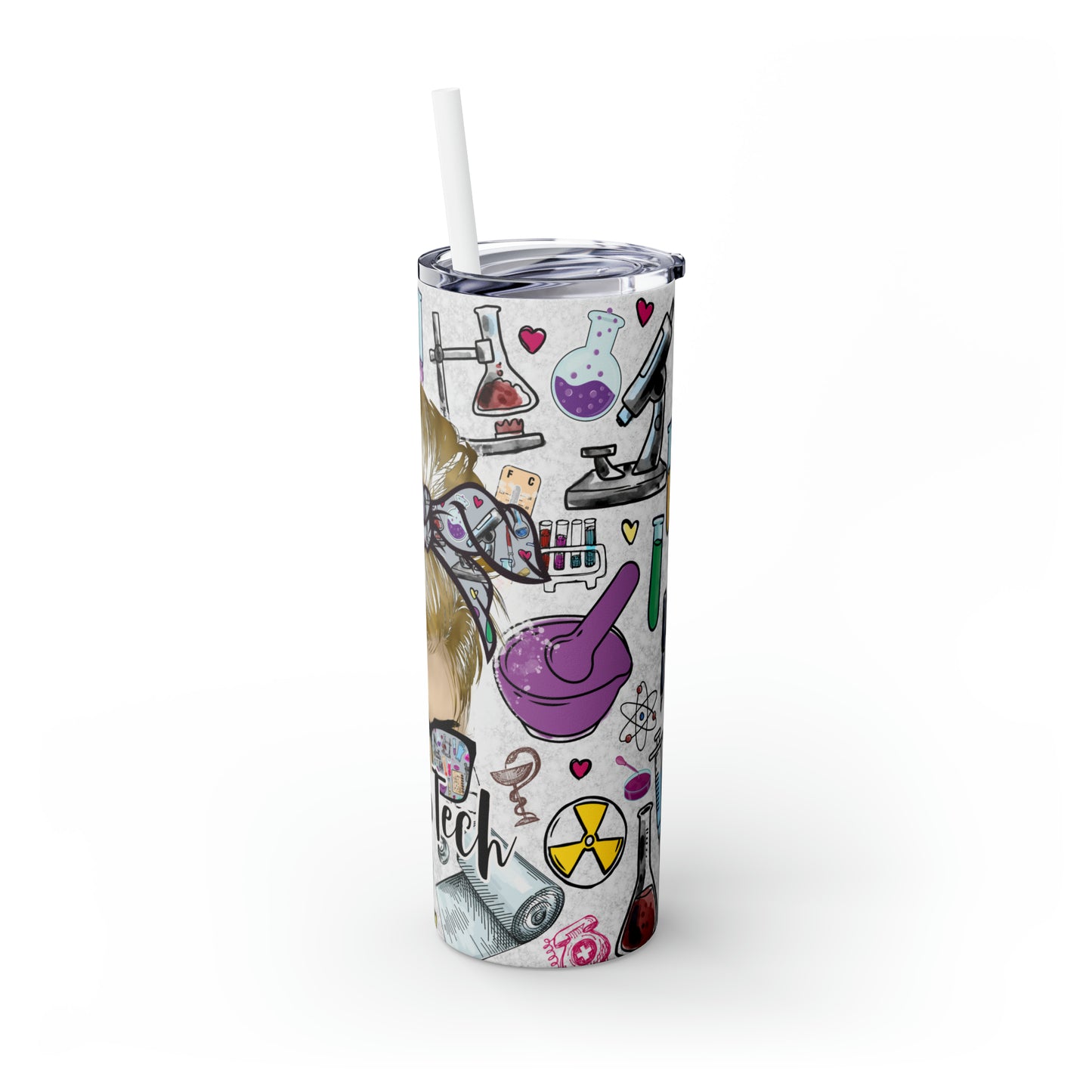 Skinny Tumbler with Straw, 20oz, Lab Tech