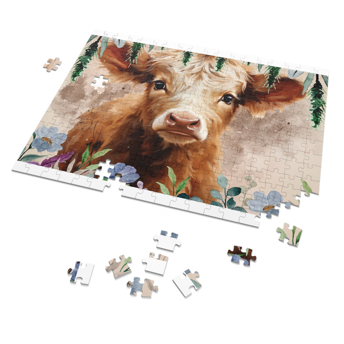 Jigsaw Puzzle, Highland Cow, Personalised/Non-Personalised (30, 110, 252, 500,1000-Piece)