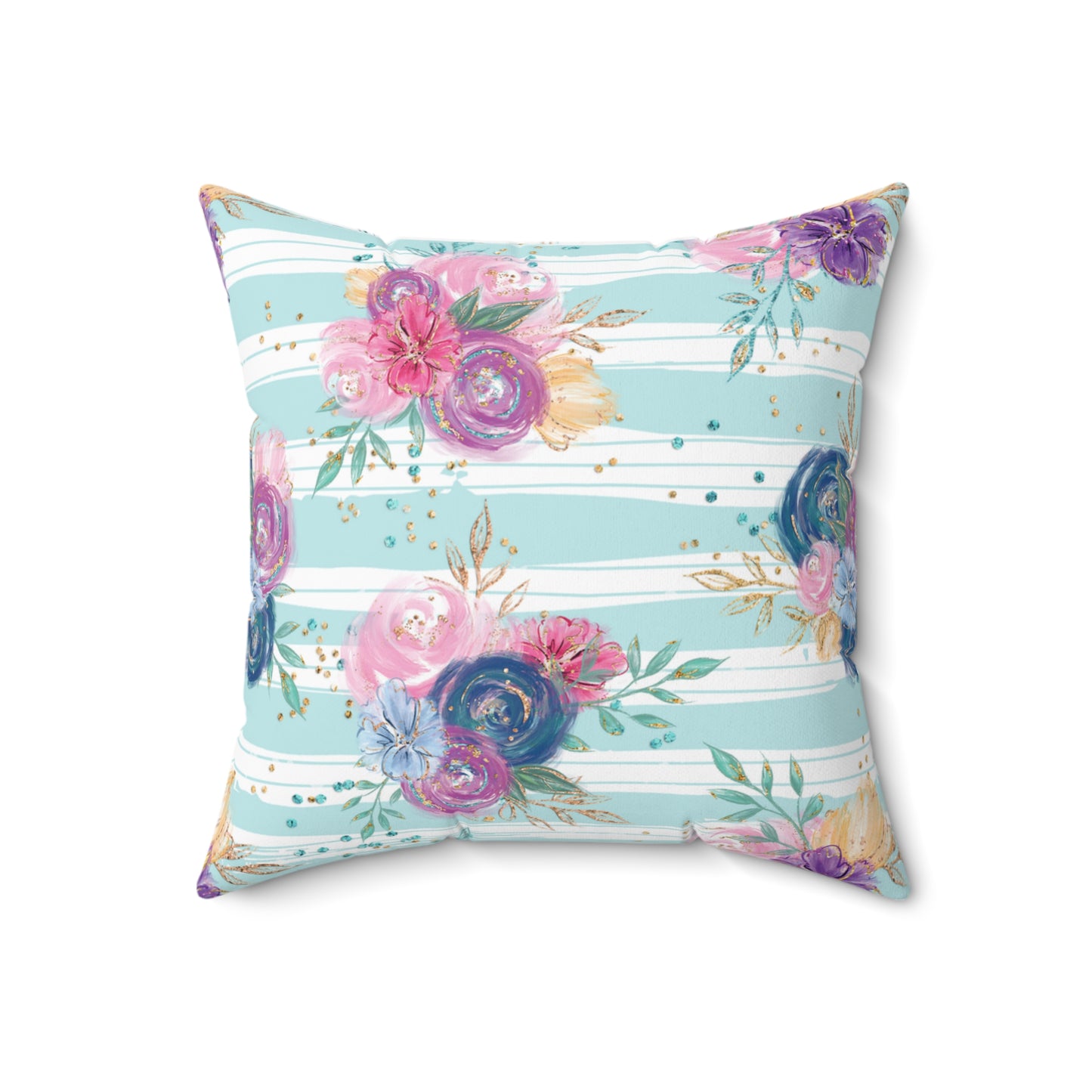 Spun Polyester Square Pillow, Floral Cushion