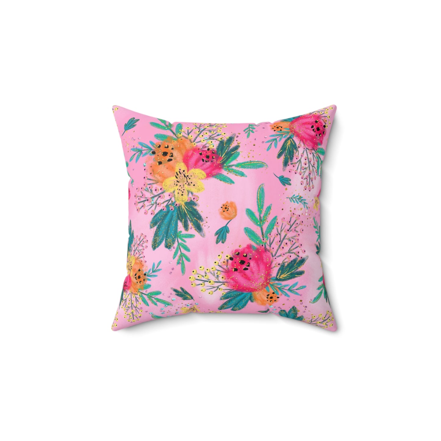 Spun Polyester Square Pillow, Australian Floral Cushion