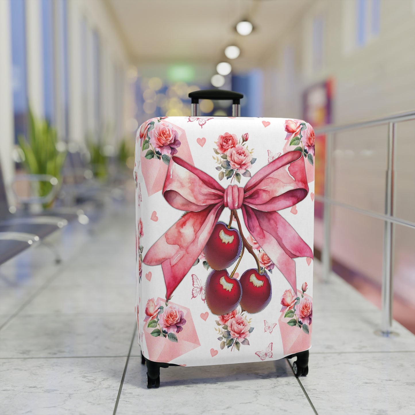 Luggage Cover, Rockabilly, Coquette, Letters and Roses, Cherries and Ribbon, awd-2522