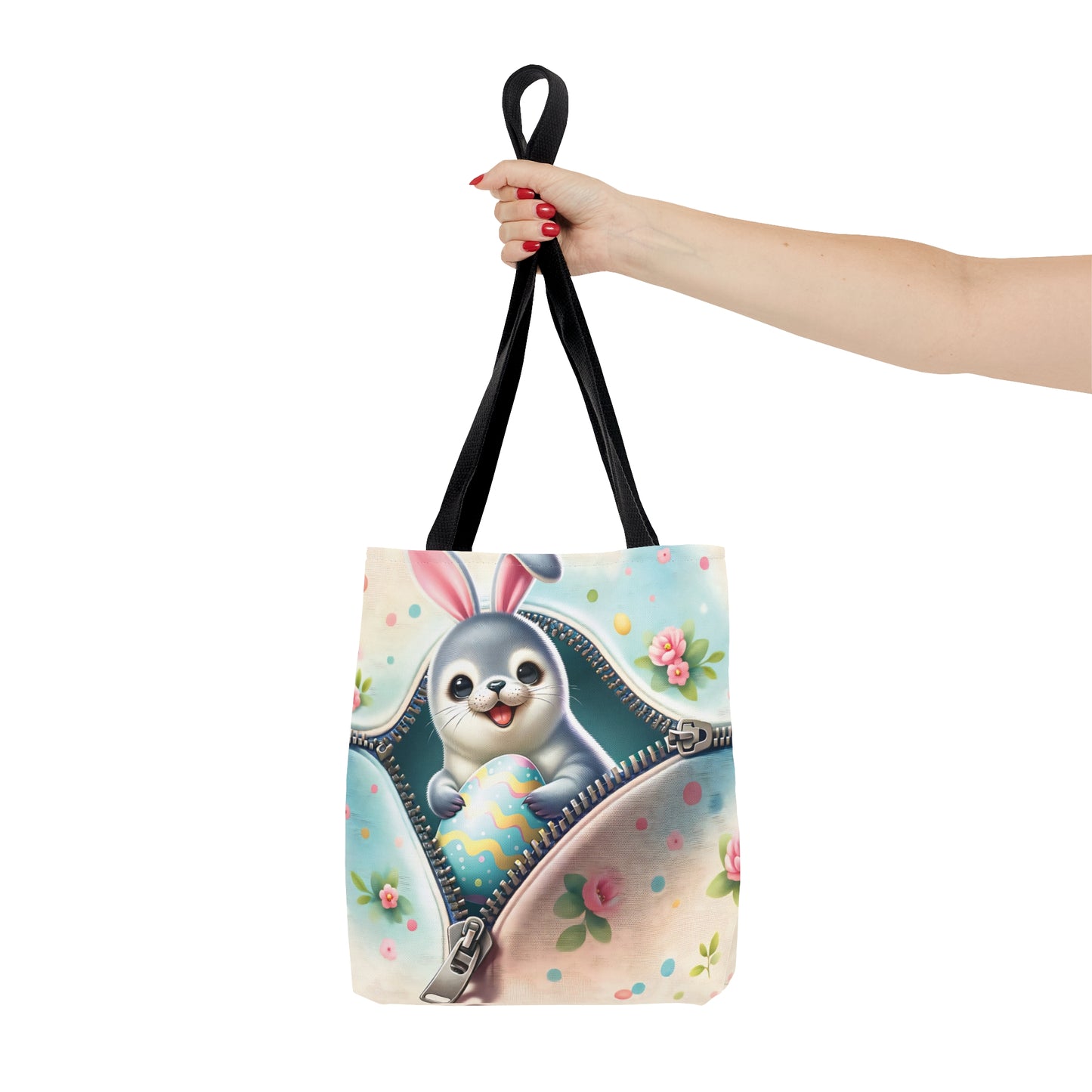 Tote Bag, Easter, Cute Seal with bunny ears, Personalised/Non-Personalised Tote bag