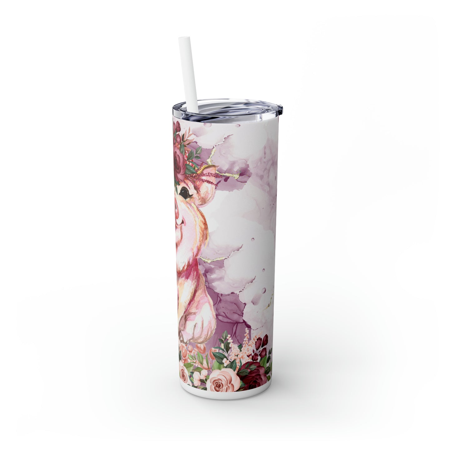 Skinny Tumbler with Straw, 20oz, Pig