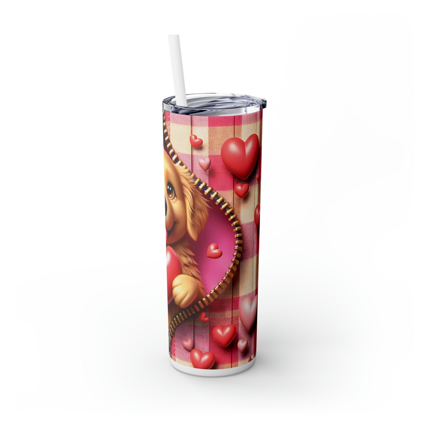 Skinny Tumbler with Straw, 20oz, Dog, Valentines Day, awd-1146