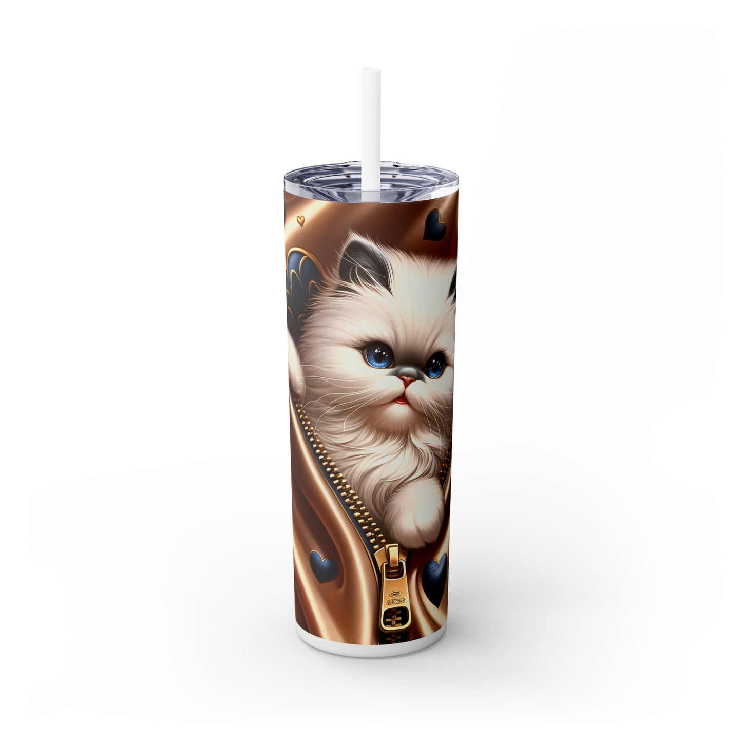 Skinny Tumbler with Straw, 20oz, Cat, Valentines Day, awd-931