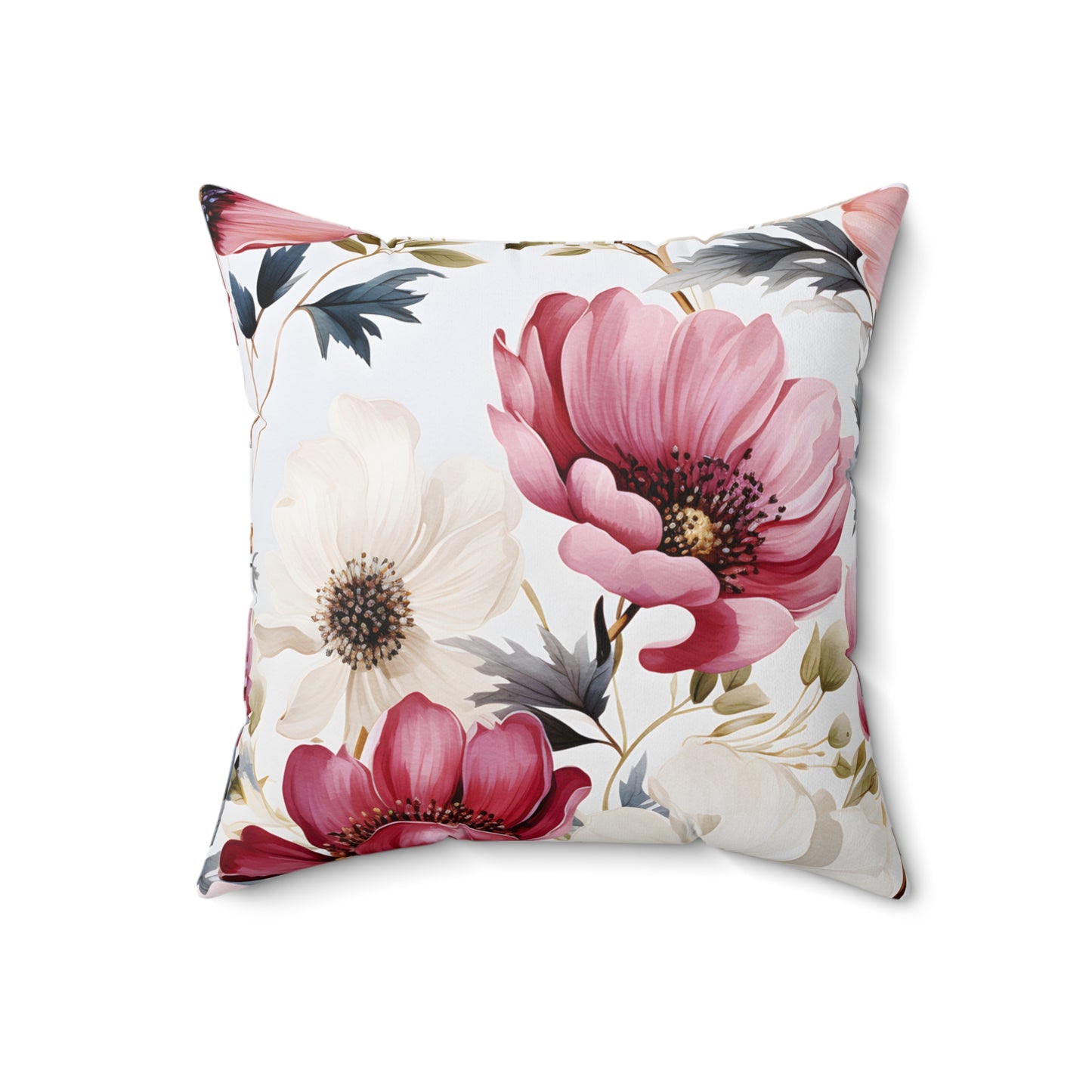 Spun Polyester Square Pillow, Floral Cushion