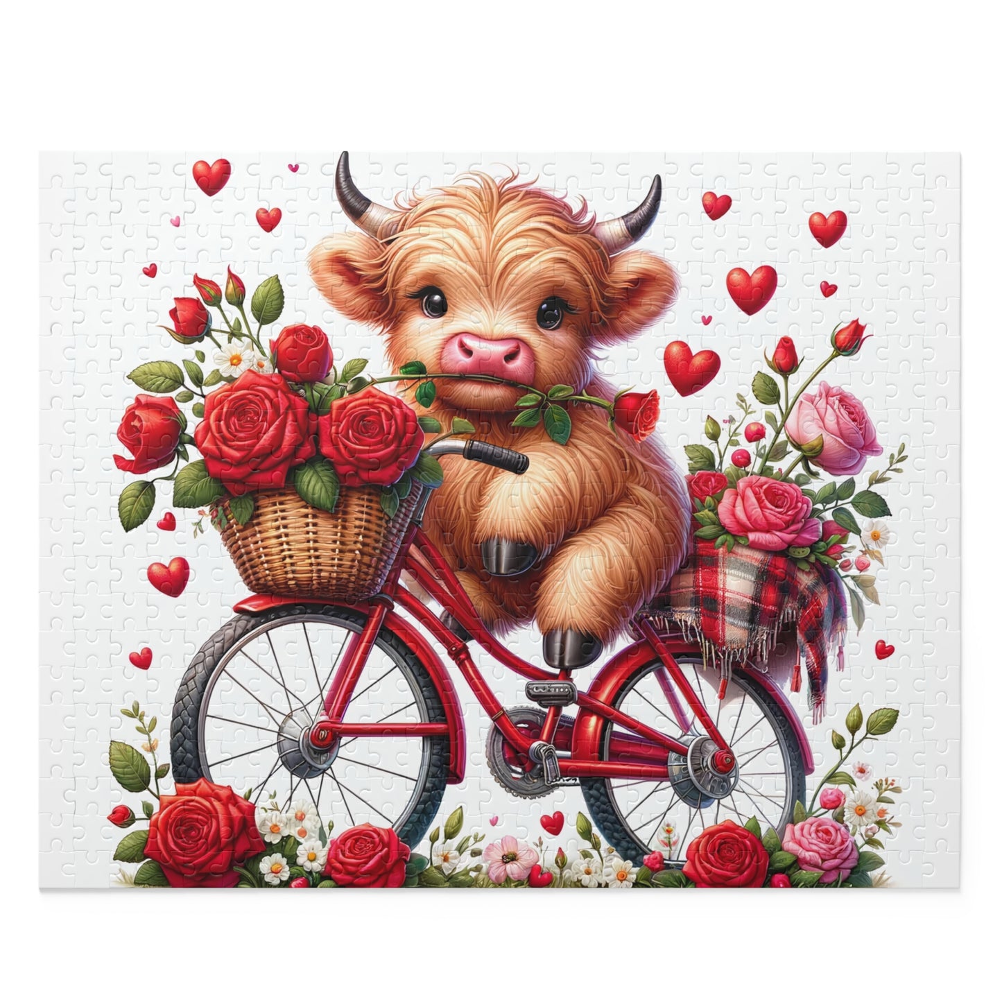 Puzzle, Highland Cow on Bike  (120, 252, 500-Piece) awd-611