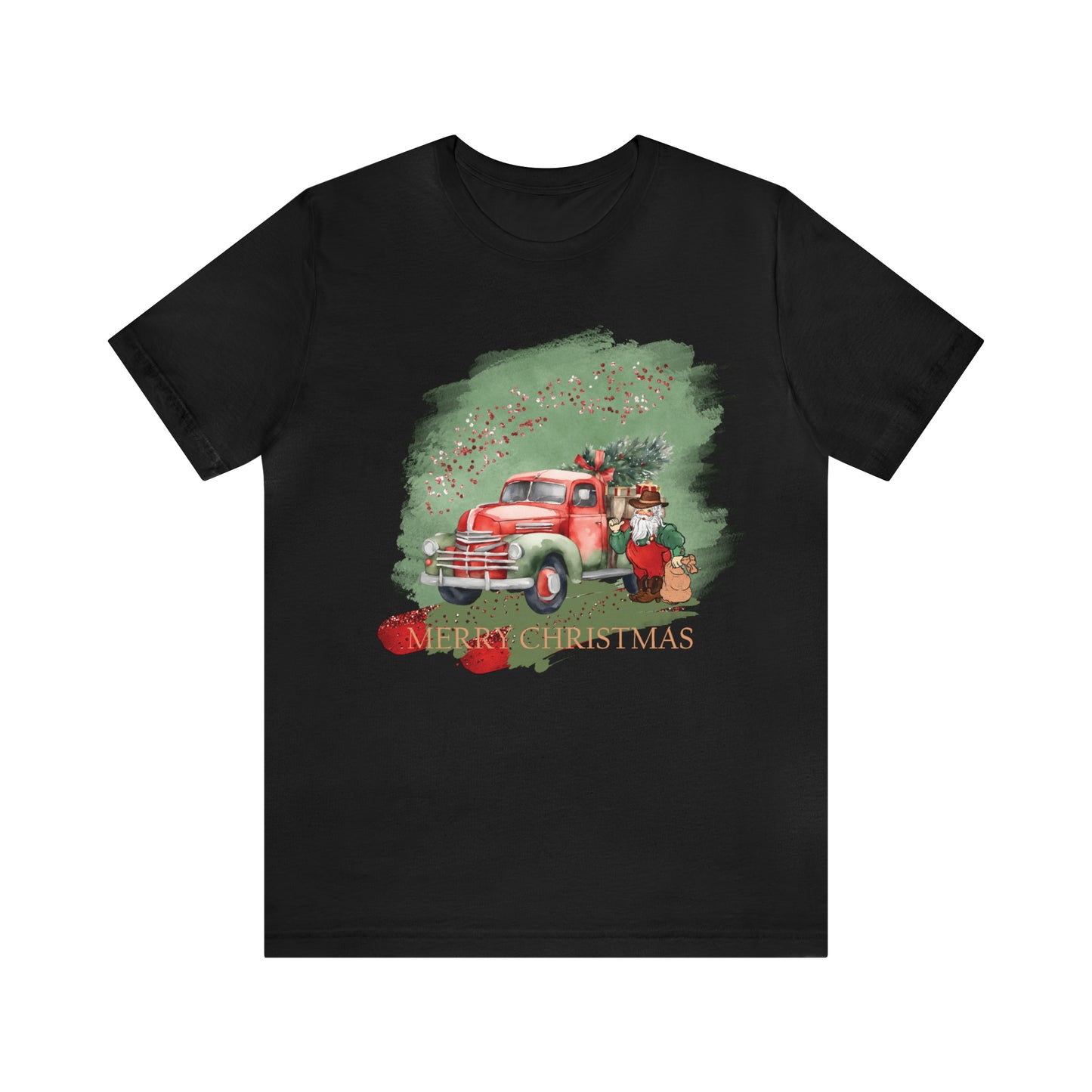 Unisex Adults Jersey Short Sleeve Tee Sage Christmas, Santa, Country Truck, Christmas TShirt, Country Christmas, Western Chrismas