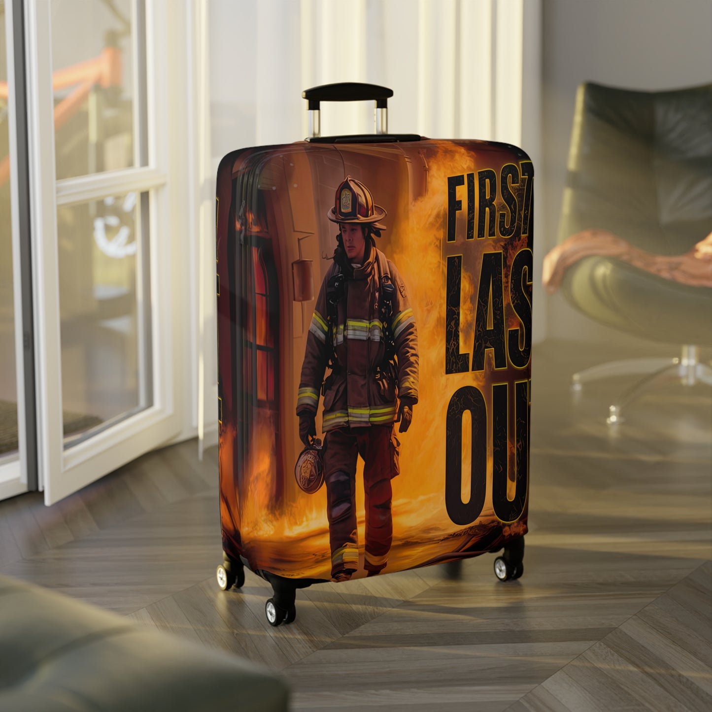 Luggage Cover, Fireman, First in Last Out, awd-1669