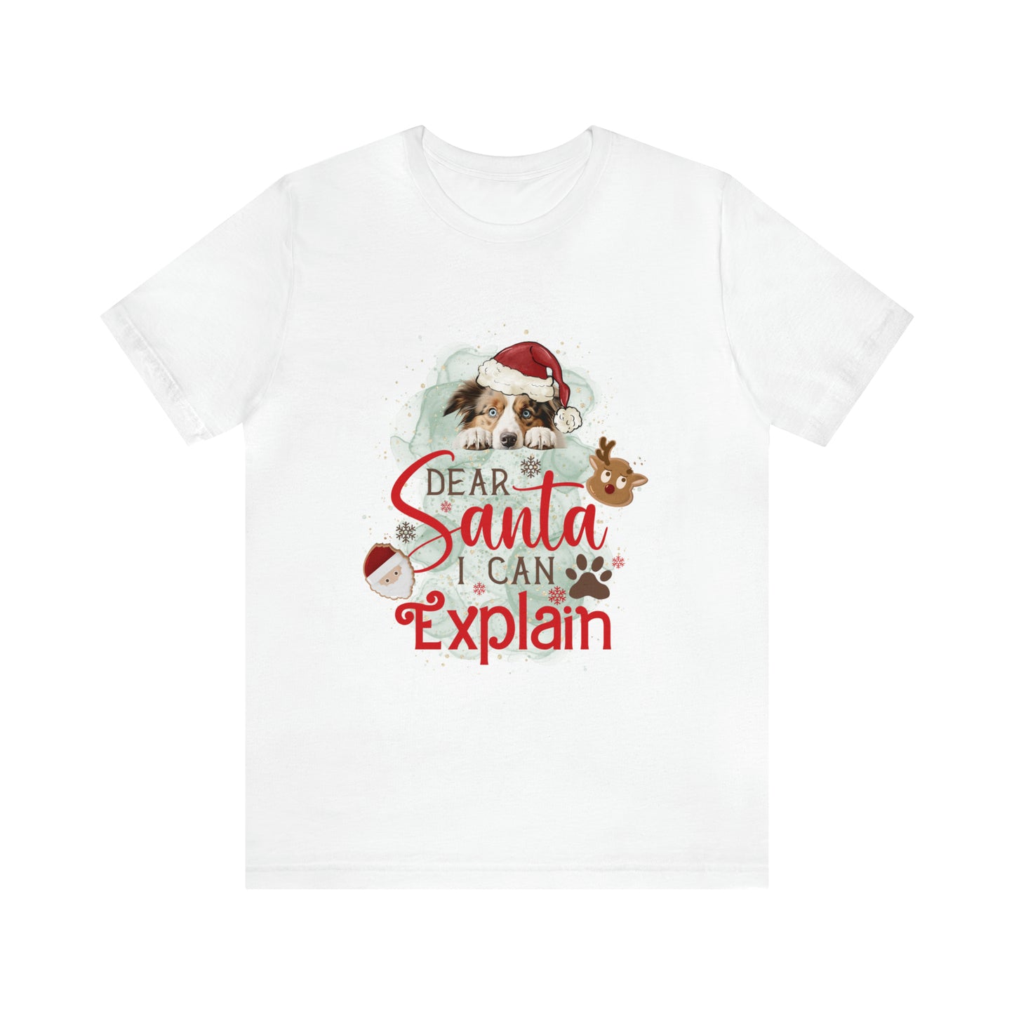 Unisex Jersey Short Sleeve Tee, Dog Paws, Dear Santa I Can Explain, Dear Santa Tee, Christmas Tee, Super Soft 9 Sizes