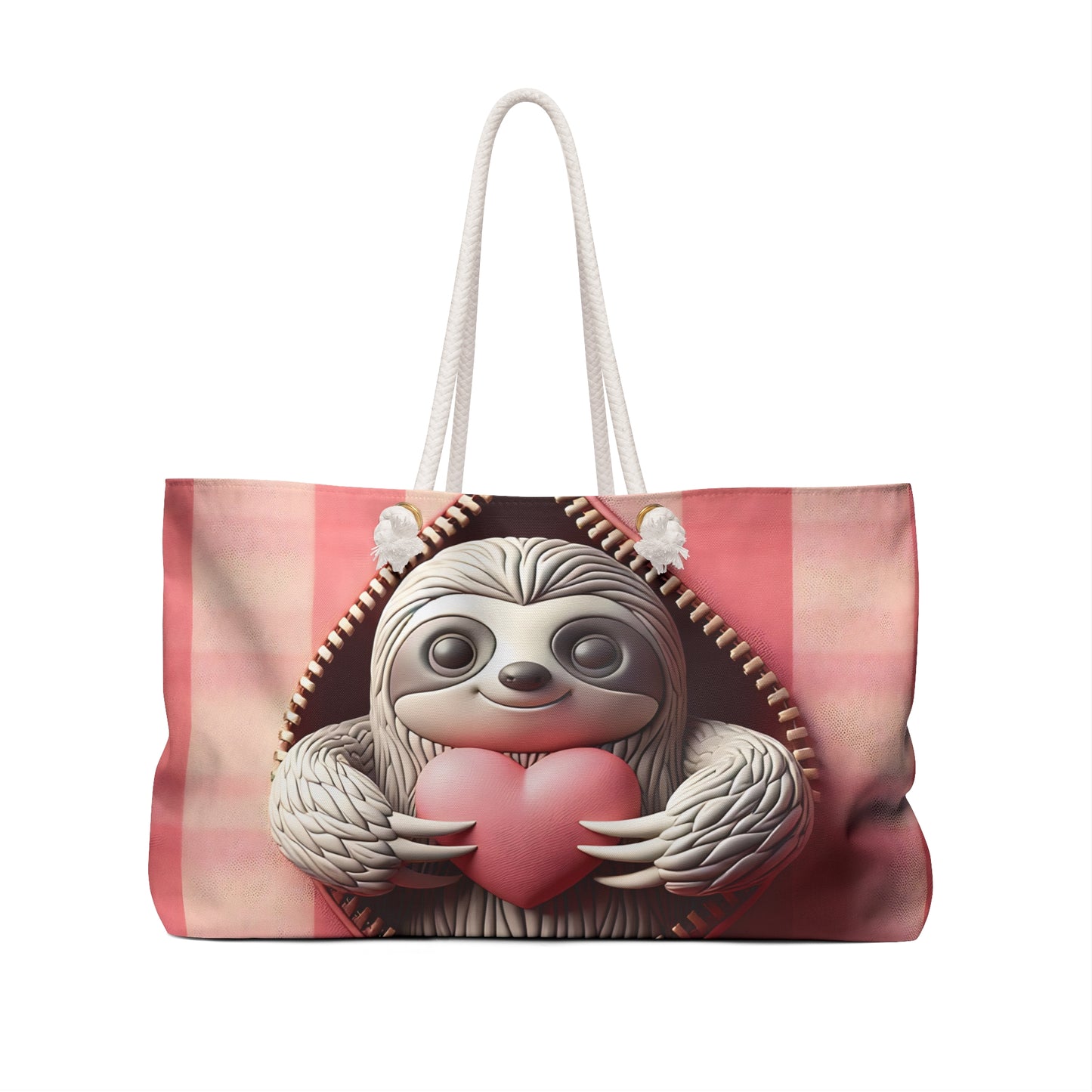 Personalised/Non-Personalised Weekender Bag, Cute Sloth, Valentines Day, Large Weekender Bag, Beach Bag, Book Bag