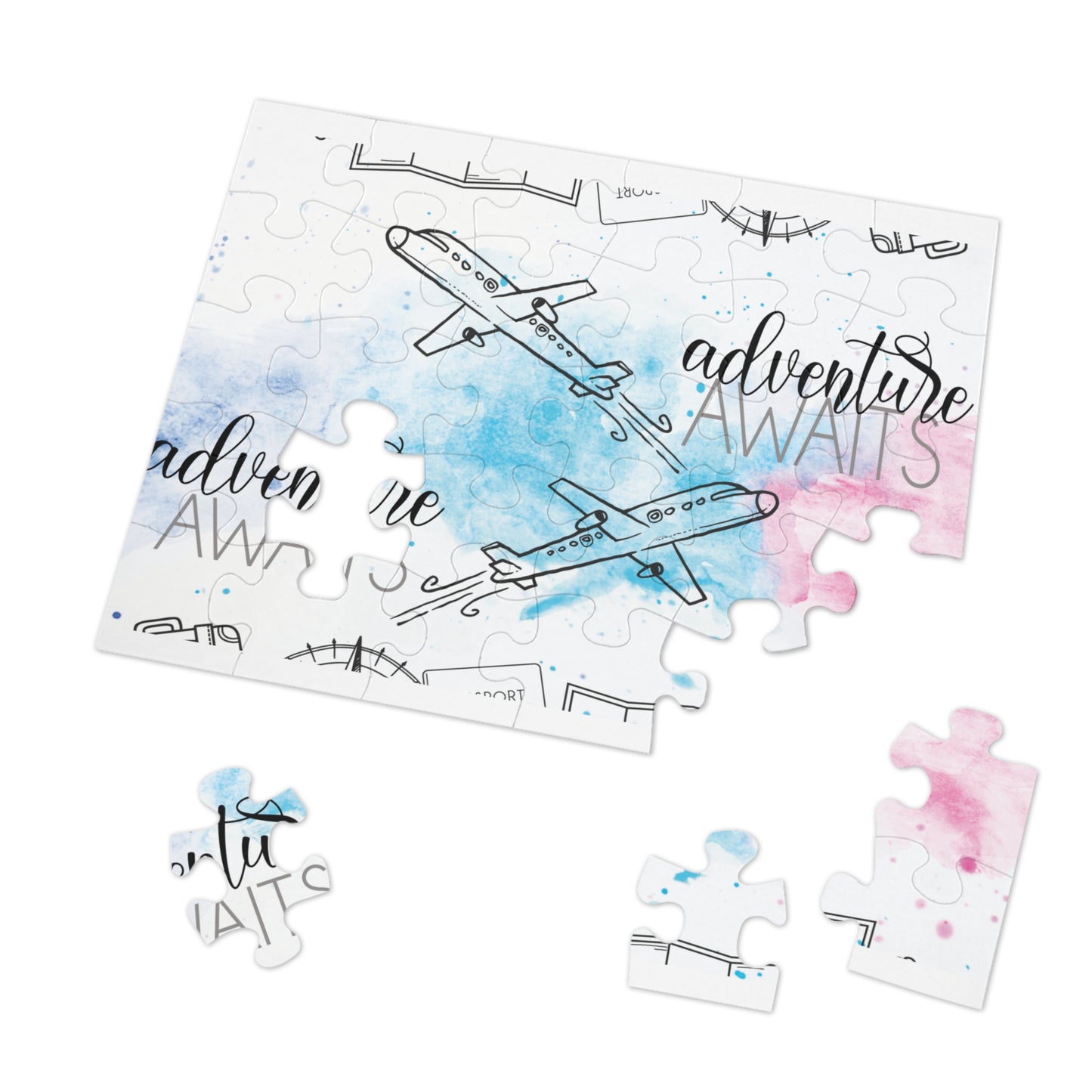 Jigsaw Puzzle, Travel, Adventure Awaits, Personalised/Non-Personalised (30, 110, 252, 500,1000-Piece)