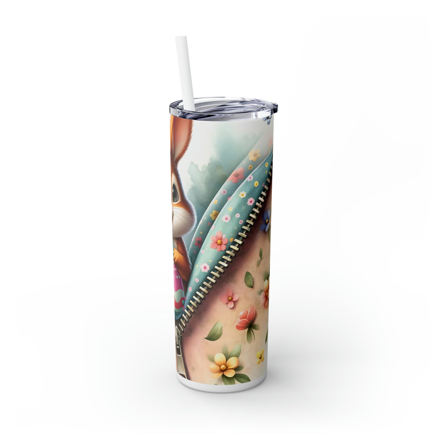 Skinny Tumbler with Straw, 20oz, Easter, Rabbit, awd-1275