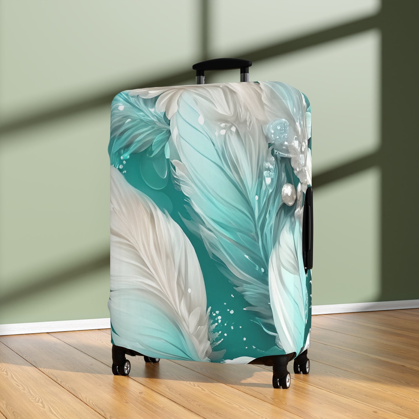 Luggage Cover, Turquoise Floral-3