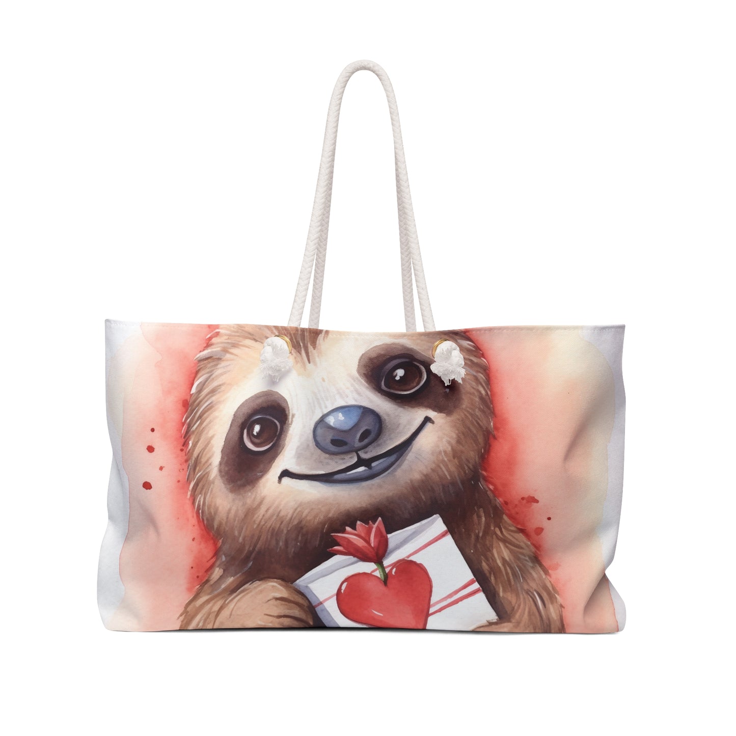 Personalised/Non-Personalised Weekender Bag, Sloth, Large Weekender Bag, Beach Bag, Book Bag