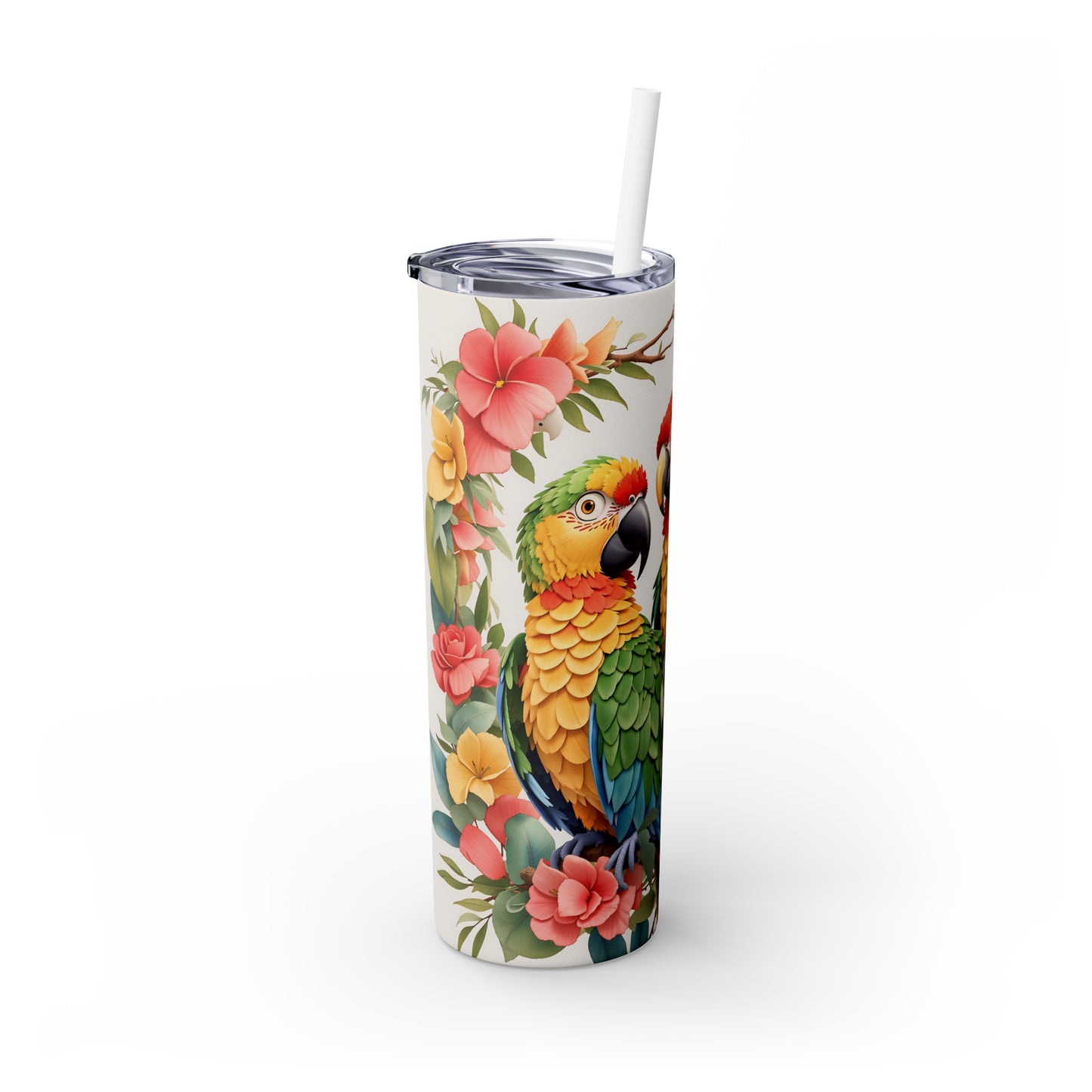 Skinny Tumbler with Straw, 20oz, Parrot